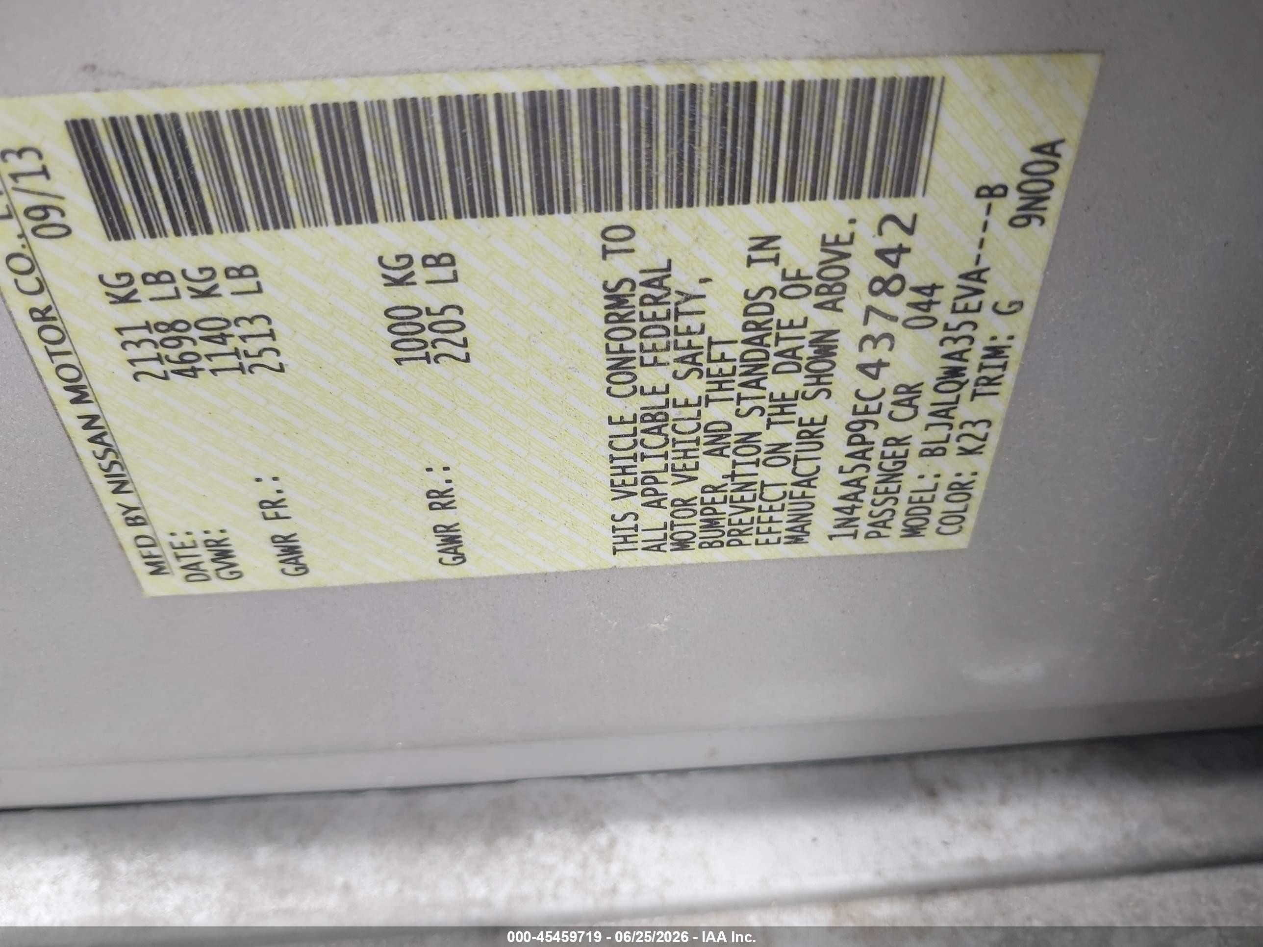 2014 Nissan Maxima 3.5 S Silver vin: 1N4AA5AP9EC437842