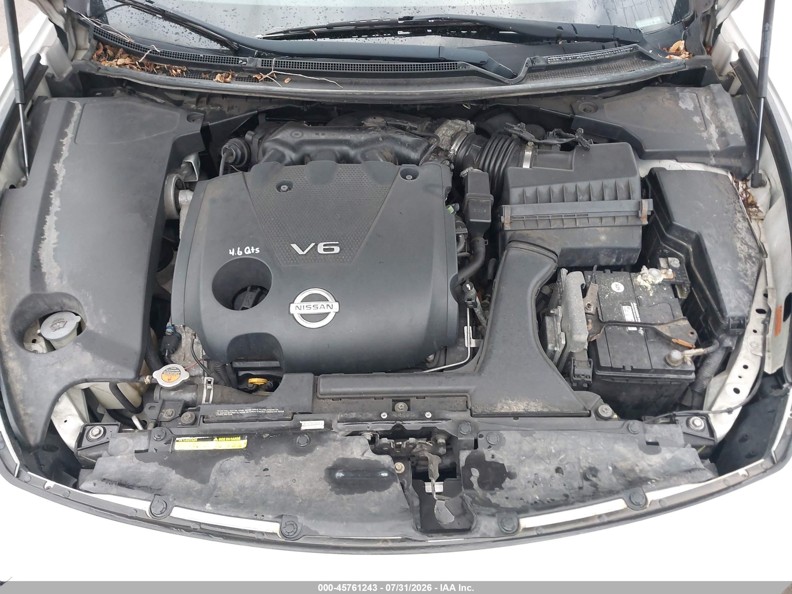2014 Nissan Maxima 3.5 Sv White vin: 1N4AA5AP9EC467696