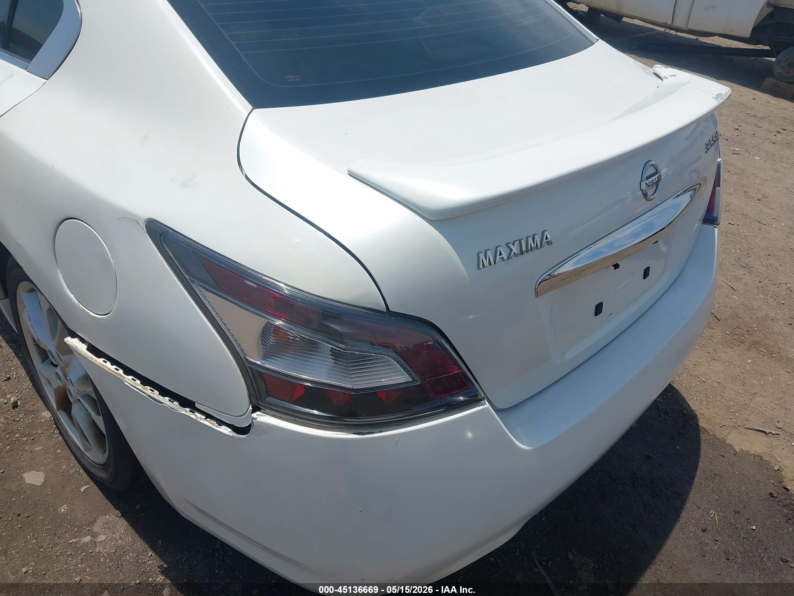 2013 Nissan Maxima 3.5 Sv White vin: 1N4AA5APXDC827881
