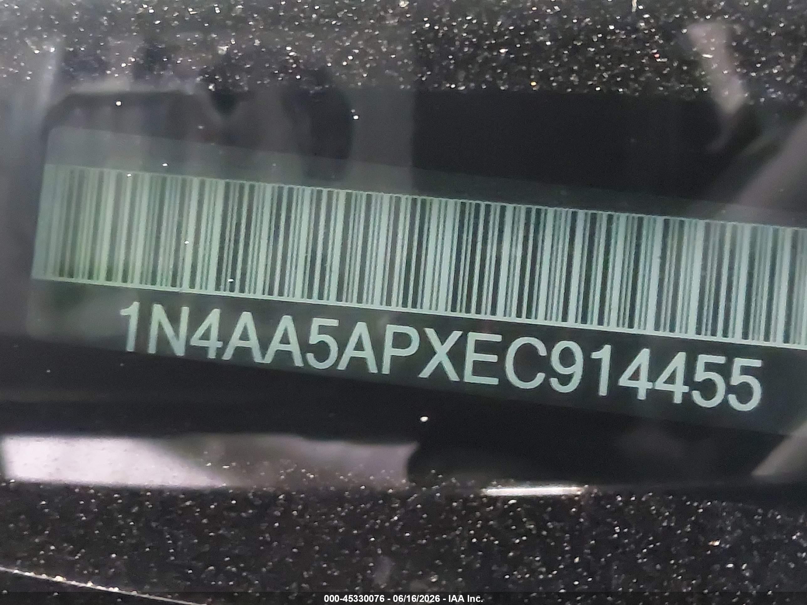 2014 Nissan Maxima 3.5 Sv Black vin: 1N4AA5APXEC914455
