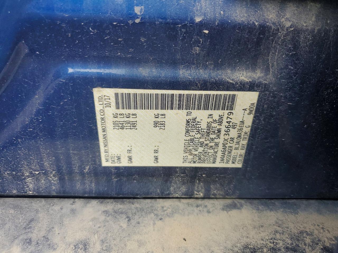 2018 Nissan Maxima 3.5 S Blue vin: 1N4AA6AP0JC366479
