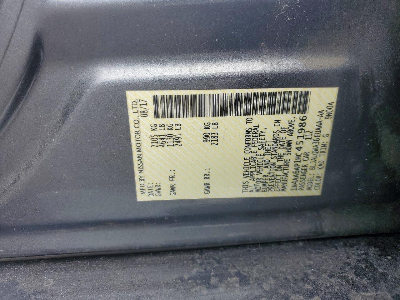 2017 Nissan Maxima 3.5 S Gray vin: 1N4AA6AP1HC451986
