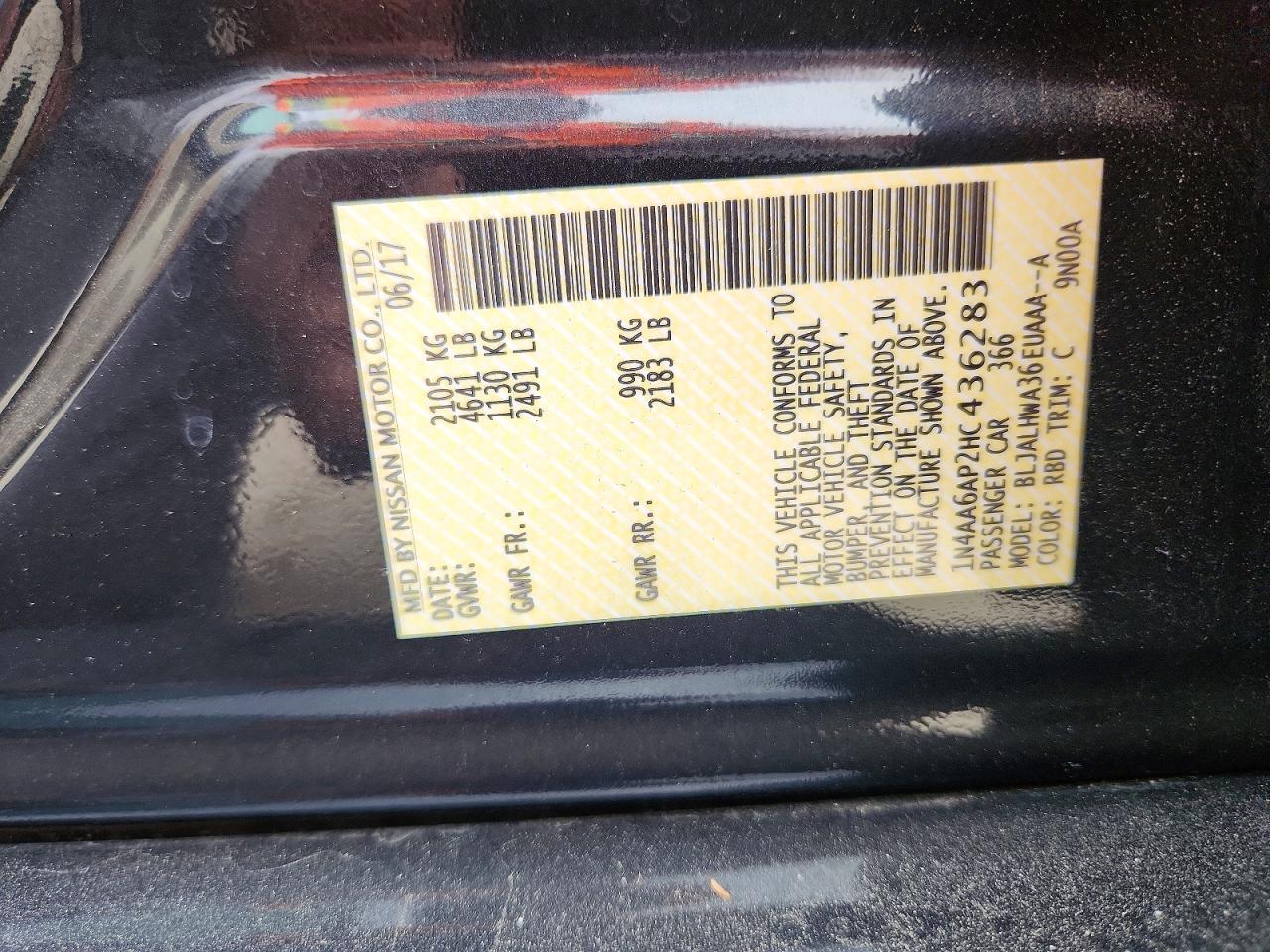 2017 Nissan Maxima Platinum Черный vin: 1N4AA6AP2HC436283