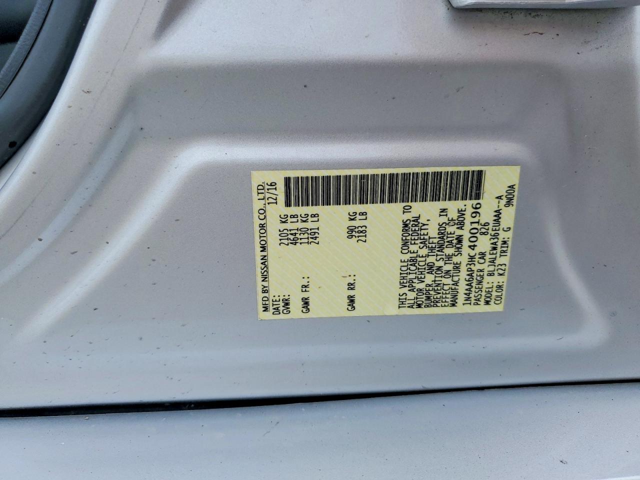 2017 Nissan Maxima 3.5 Sl Silver vin: 1N4AA6AP3HC400196