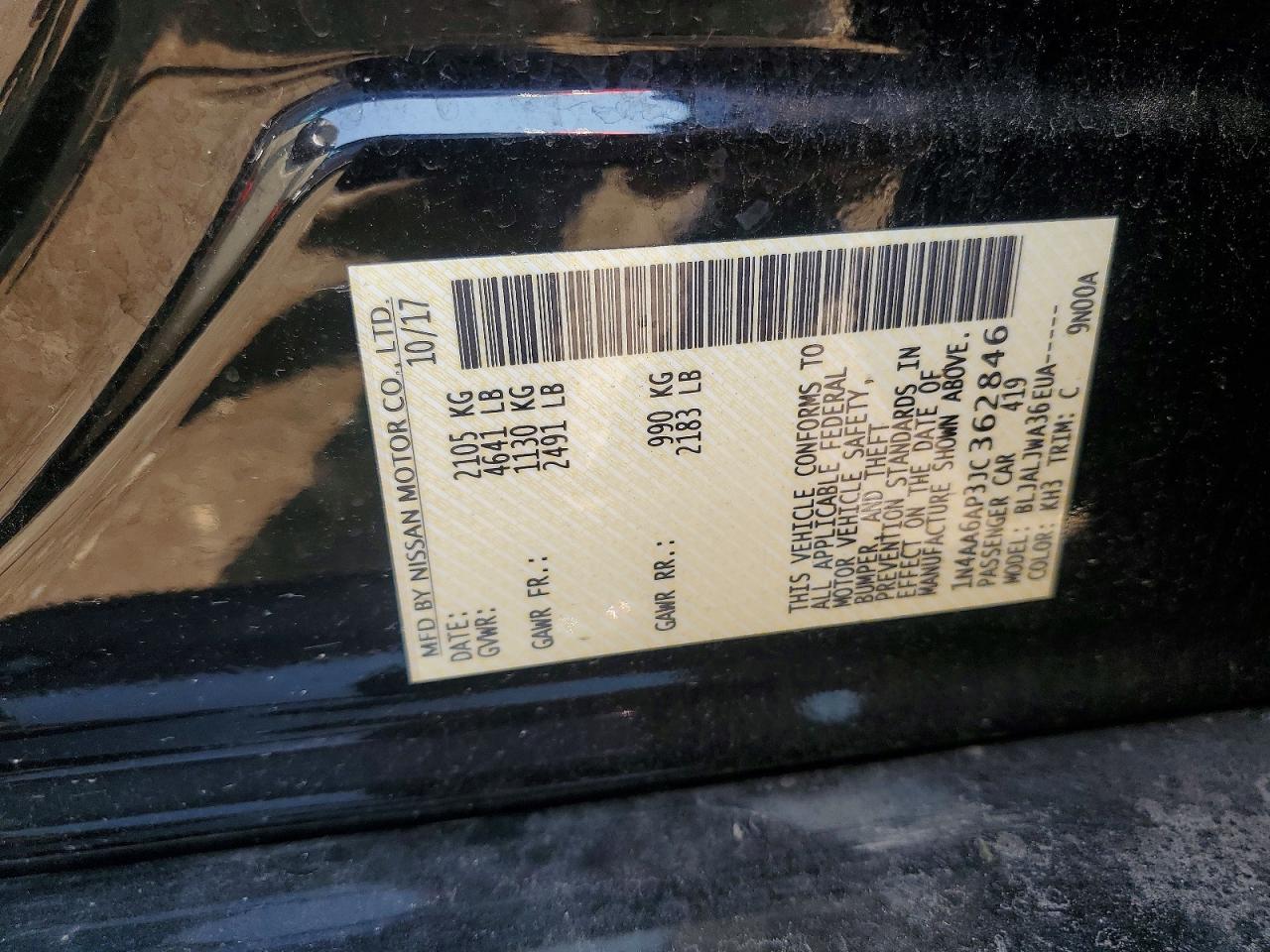 2018 Nissan Maxima 3.5 Sv Black vin: 1N4AA6AP3JC362846