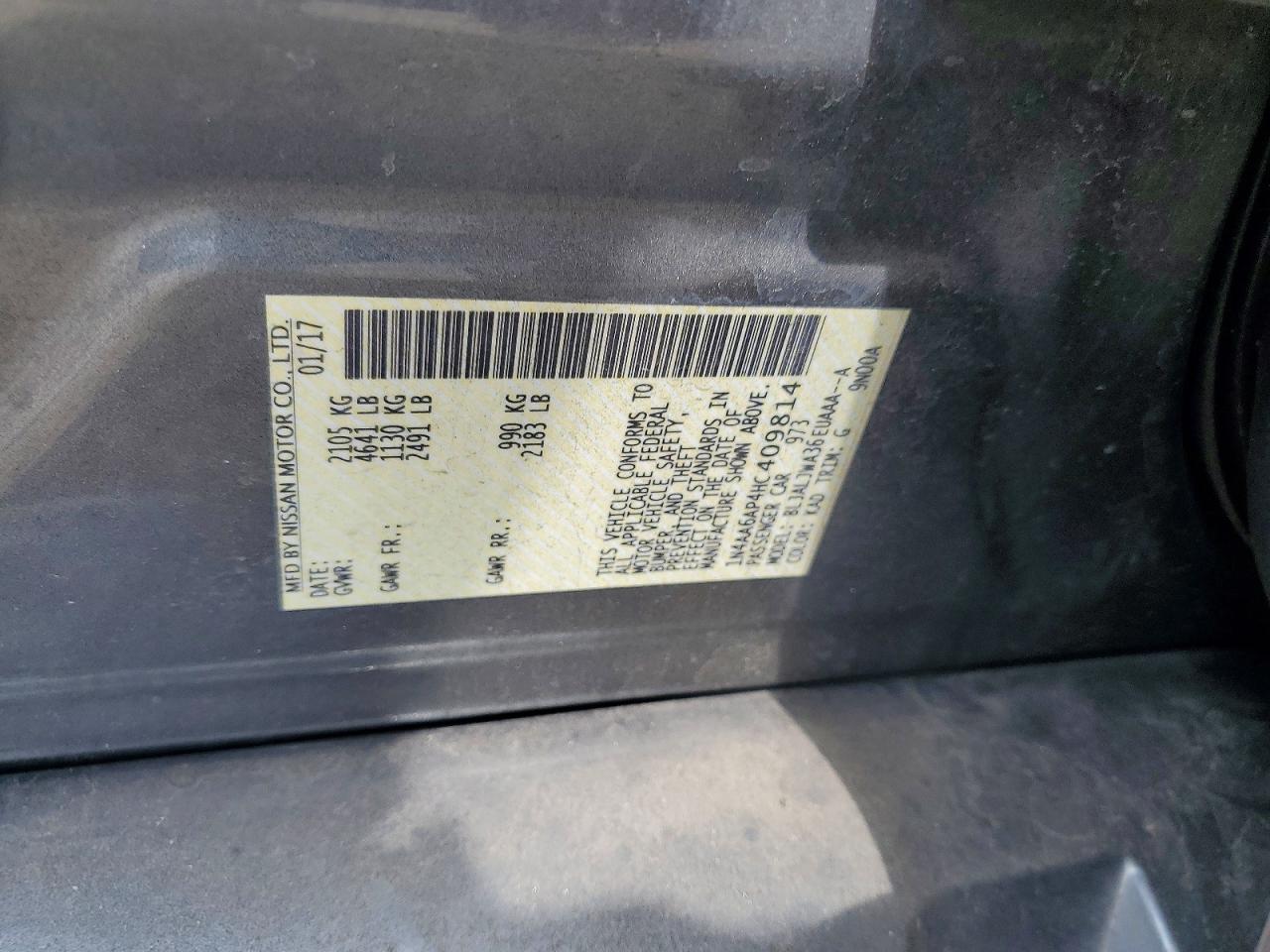 2017 Nissan Maxima 3.5 Sv Gray vin: 1N4AA6AP4HC409814