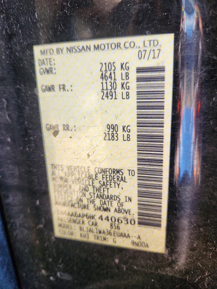 2017 Nissan Maxima 3.5 S Black vin: 1N4AA6AP6HC440630