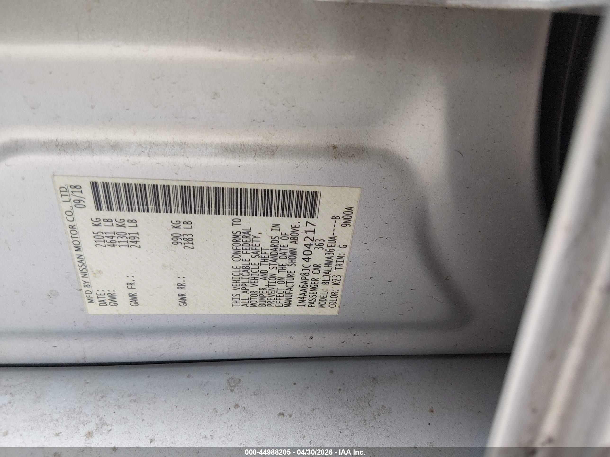 2018 Nissan Maxima 3.5 Platinum Silver vin: 1N4AA6AP8JC404217
