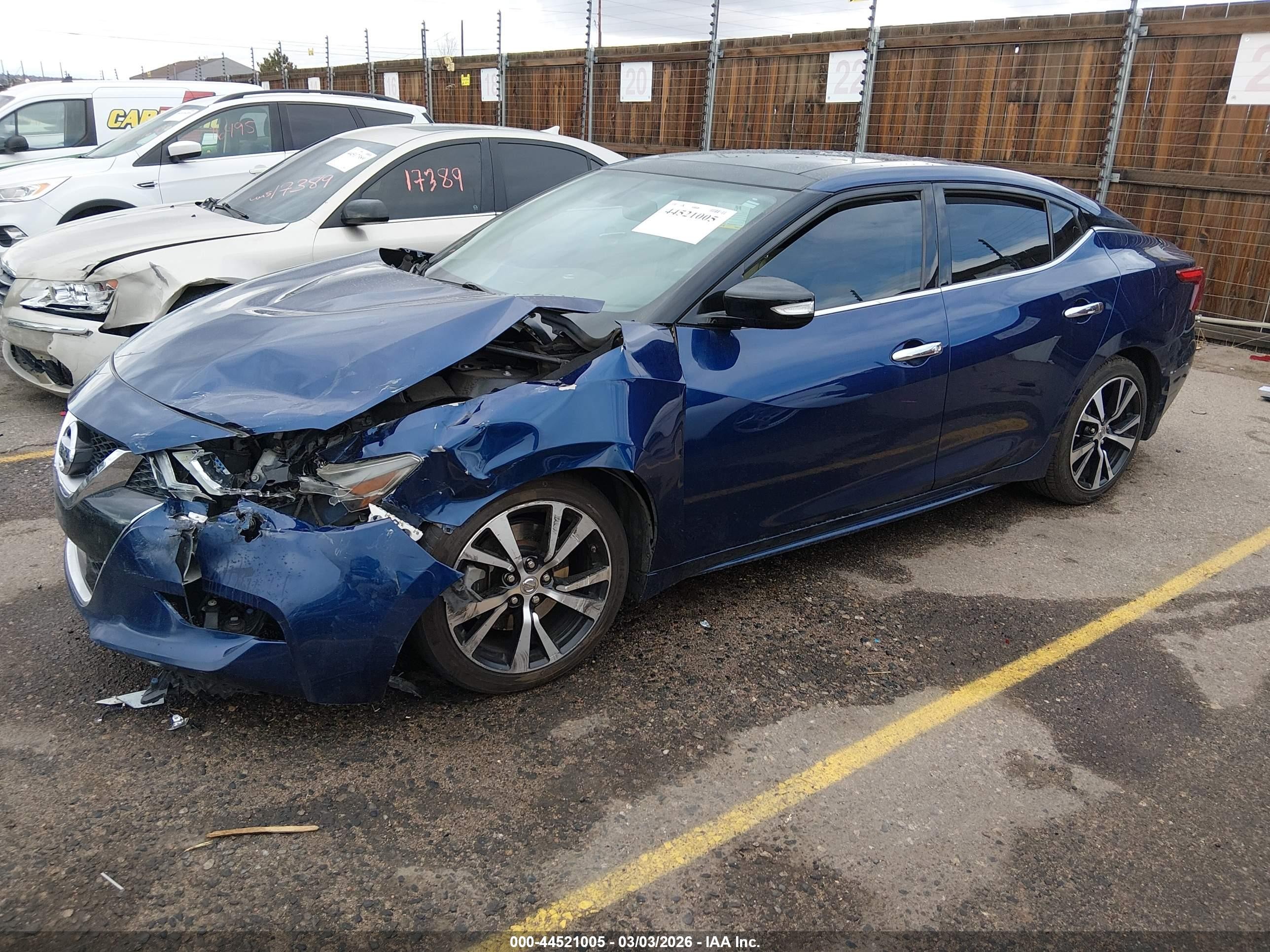 2017 Nissan Maxima 3.5 Sl Blue vin: 1N4AA6APXHC452067