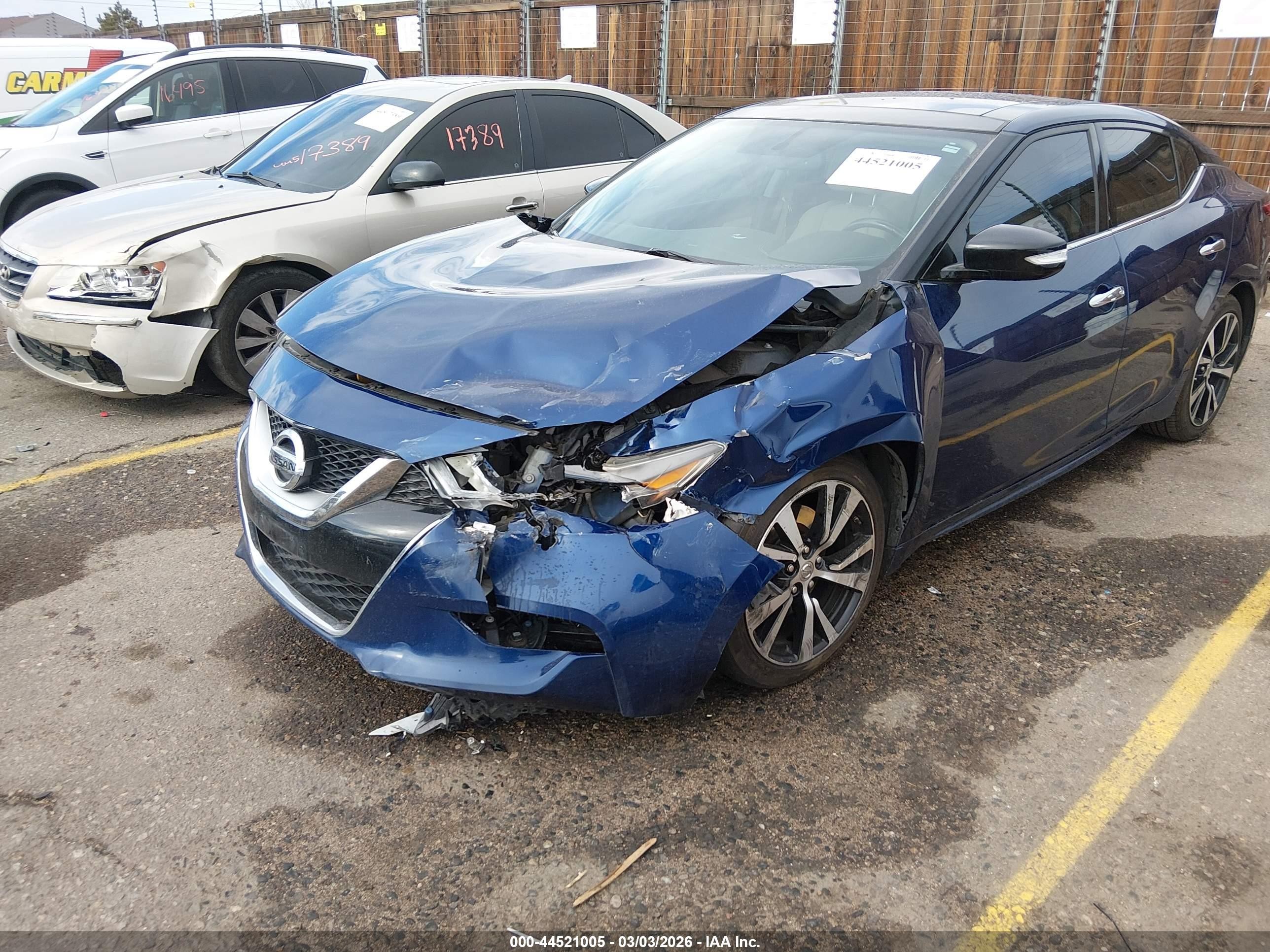 2017 Nissan Maxima 3.5 Sl Blue vin: 1N4AA6APXHC452067