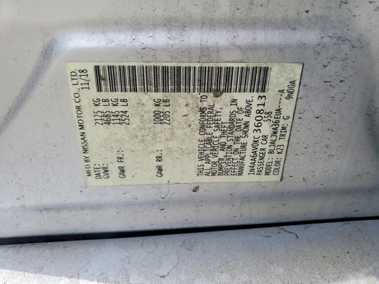 2019 Nissan Maxima 3.5 Sv Silver vin: 1N4AA6AV0KC360813