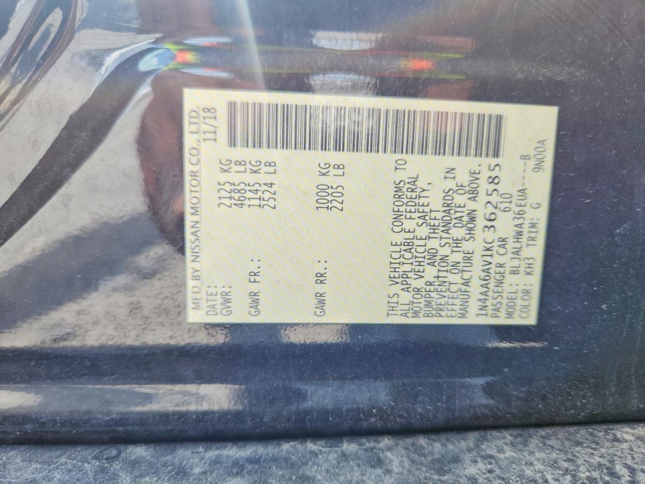 2019 Nissan Maxima Platinum Black vin: 1N4AA6AV1KC362585