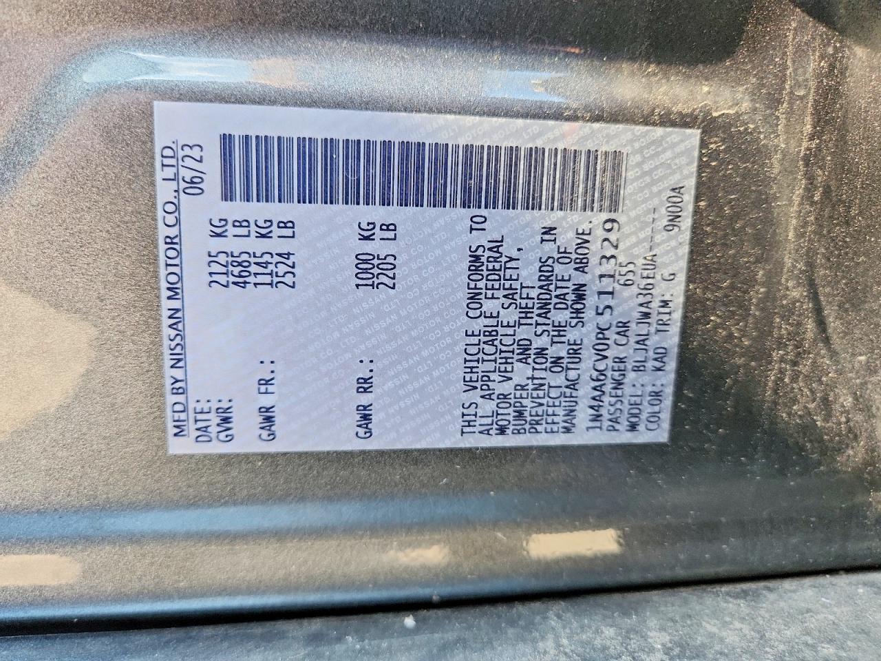 2023 Nissan Maxima Sv Gray vin: 1N4AA6CV0PC511329