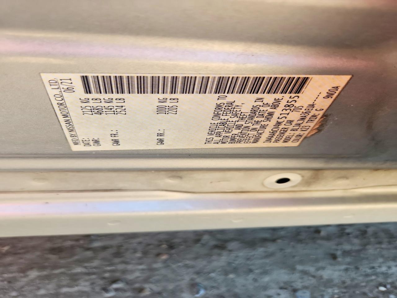 2021 Nissan Maxima Sv Silver vin: 1N4AA6CV4MC513855