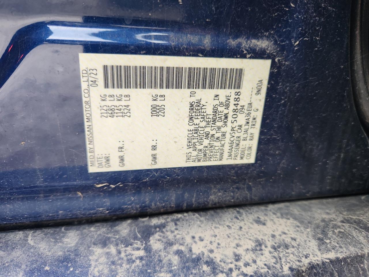 2023 Nissan Maxima Sv Blue vin: 1N4AA6CV5PC508488