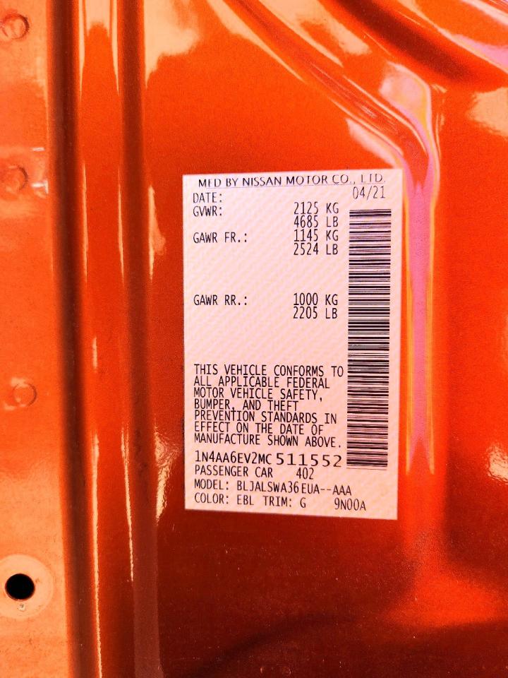 2021 Nissan Maxima Sr Orange vin: 1N4AA6EV2MC511552