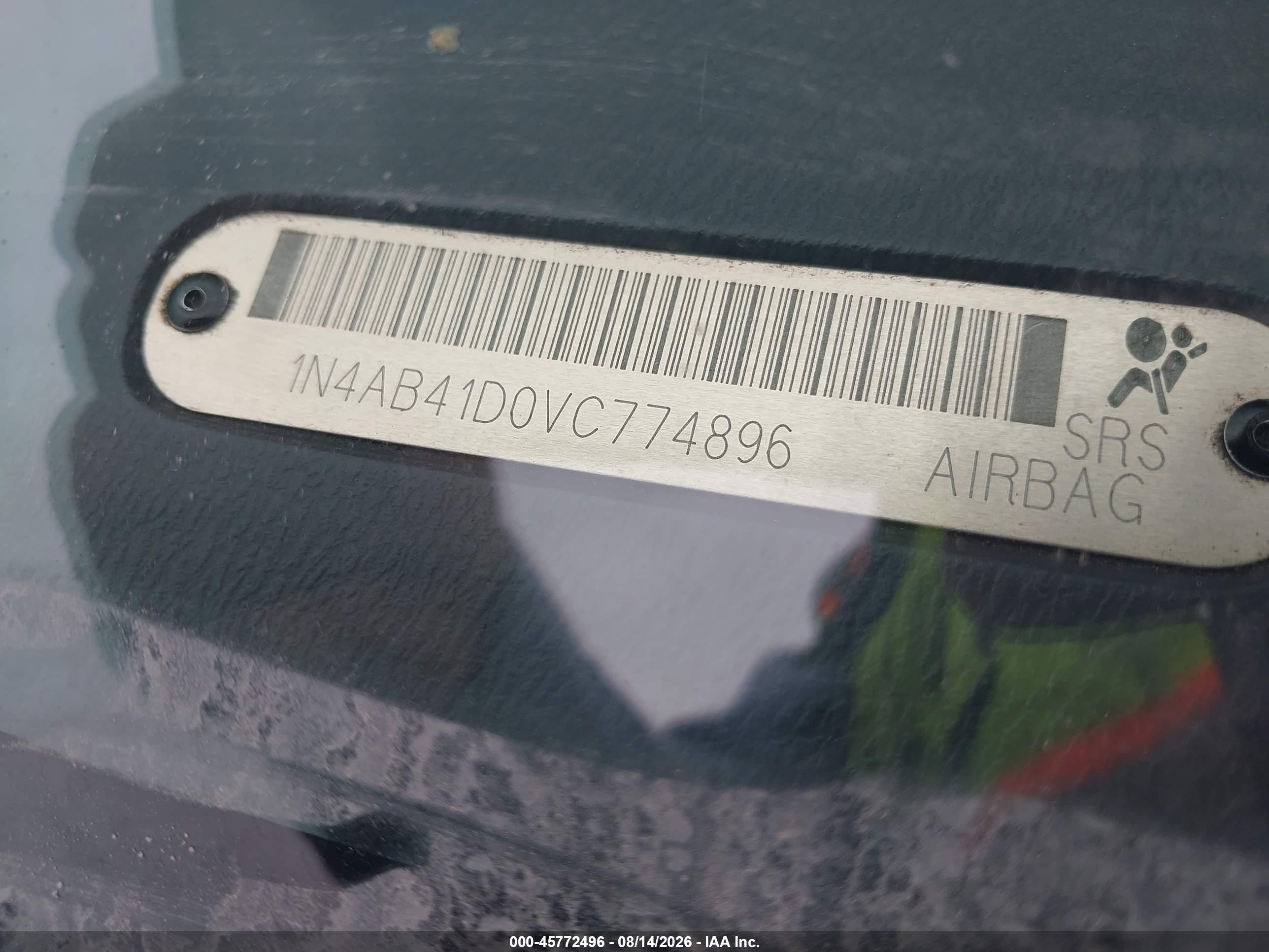 1997 Nissan Sentra Gle/gxe/xe Gray vin: 1N4AB41D0VC774896