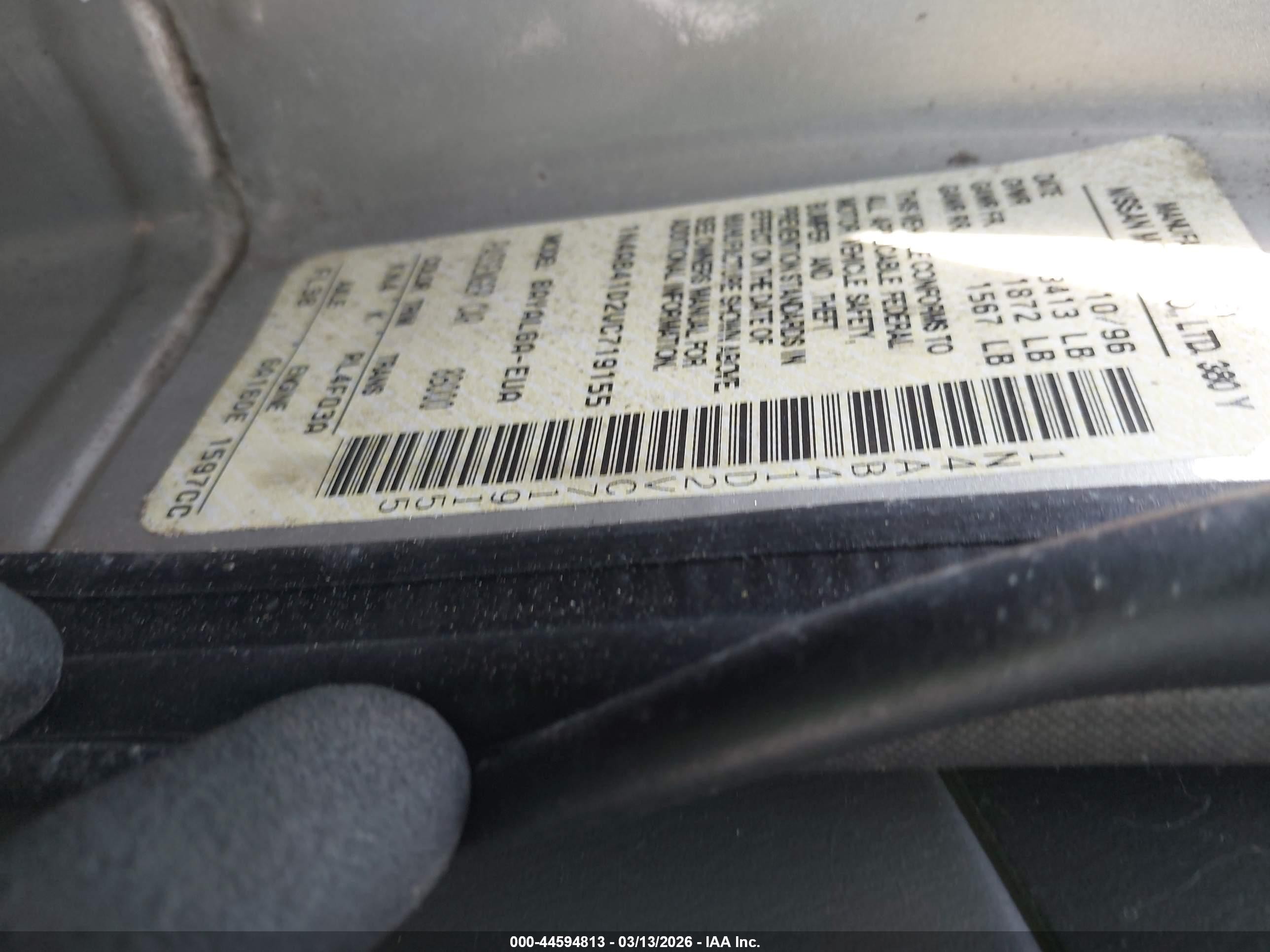 1997 Nissan Sentra Gle/gxe/xe Black vin: 1N4AB41D2VC719155