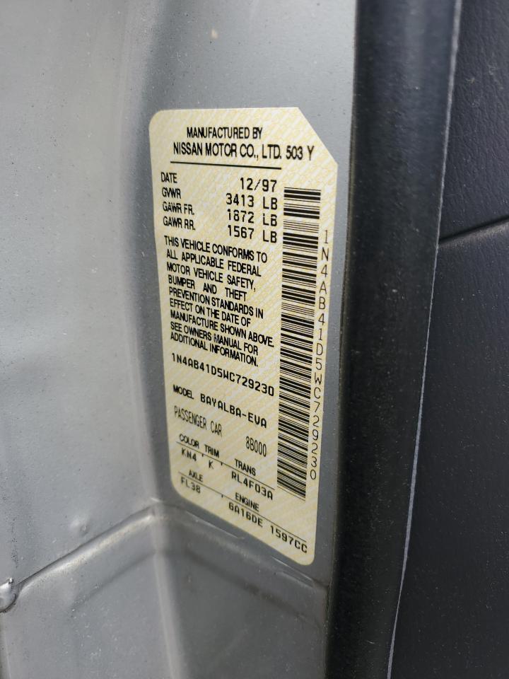 1998 Nissan Sentra E Серебряный vin: 1N4AB41D5WC729230