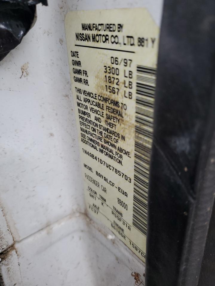 1997 Nissan Sentra Base White vin: 1N4AB41D7VC785703