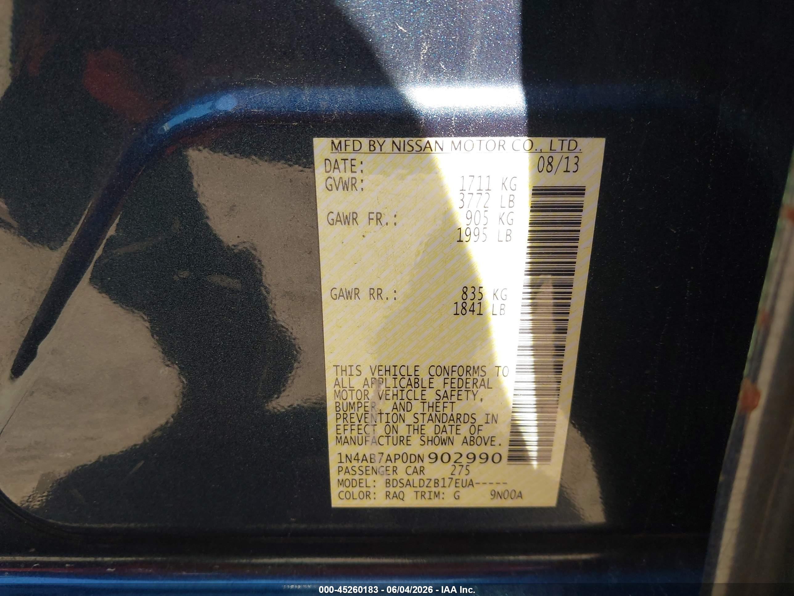 2013 Nissan Sentra Sv Blue vin: 1N4AB7AP0DN902990