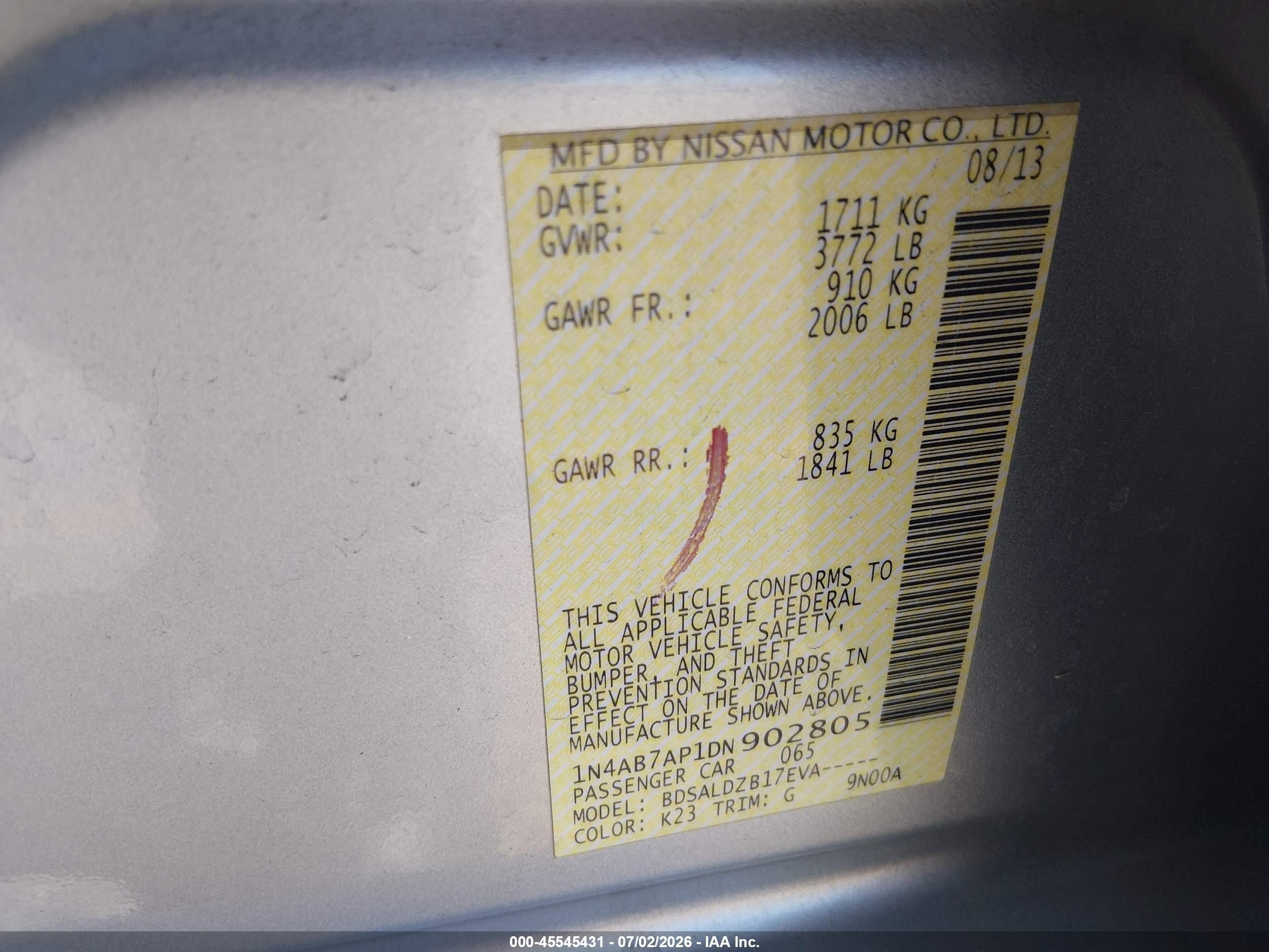 2013 Nissan Sentra Sv Silver vin: 1N4AB7AP1DN902805