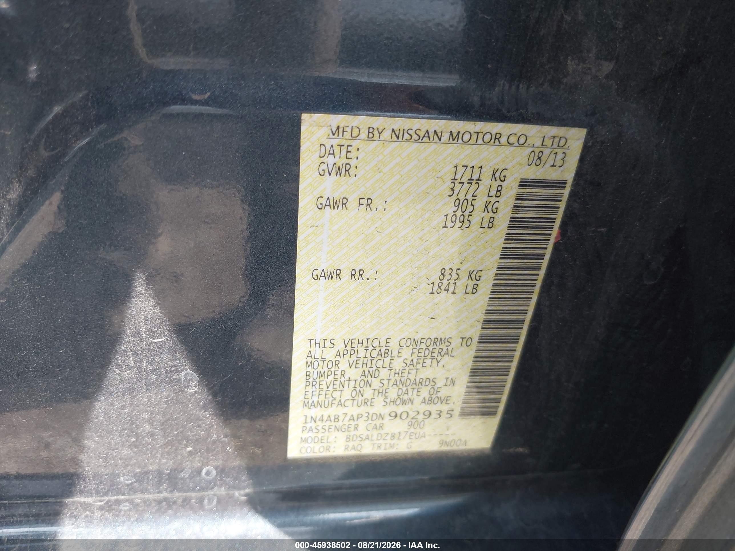 2013 Nissan Sentra Sv Синий vin: 1N4AB7AP3DN902935