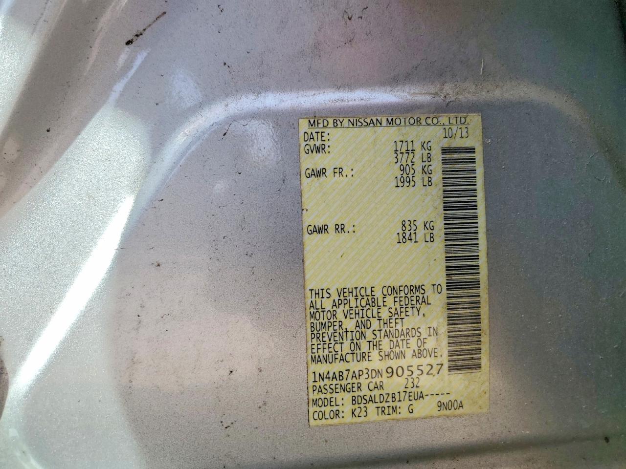 2013 Nissan Sentra S Silver vin: 1N4AB7AP3DN905527