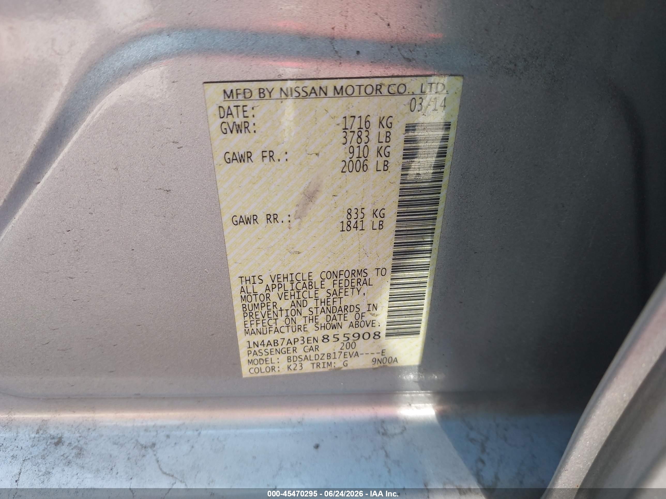2014 Nissan Sentra Sv Silver vin: 1N4AB7AP3EN855908