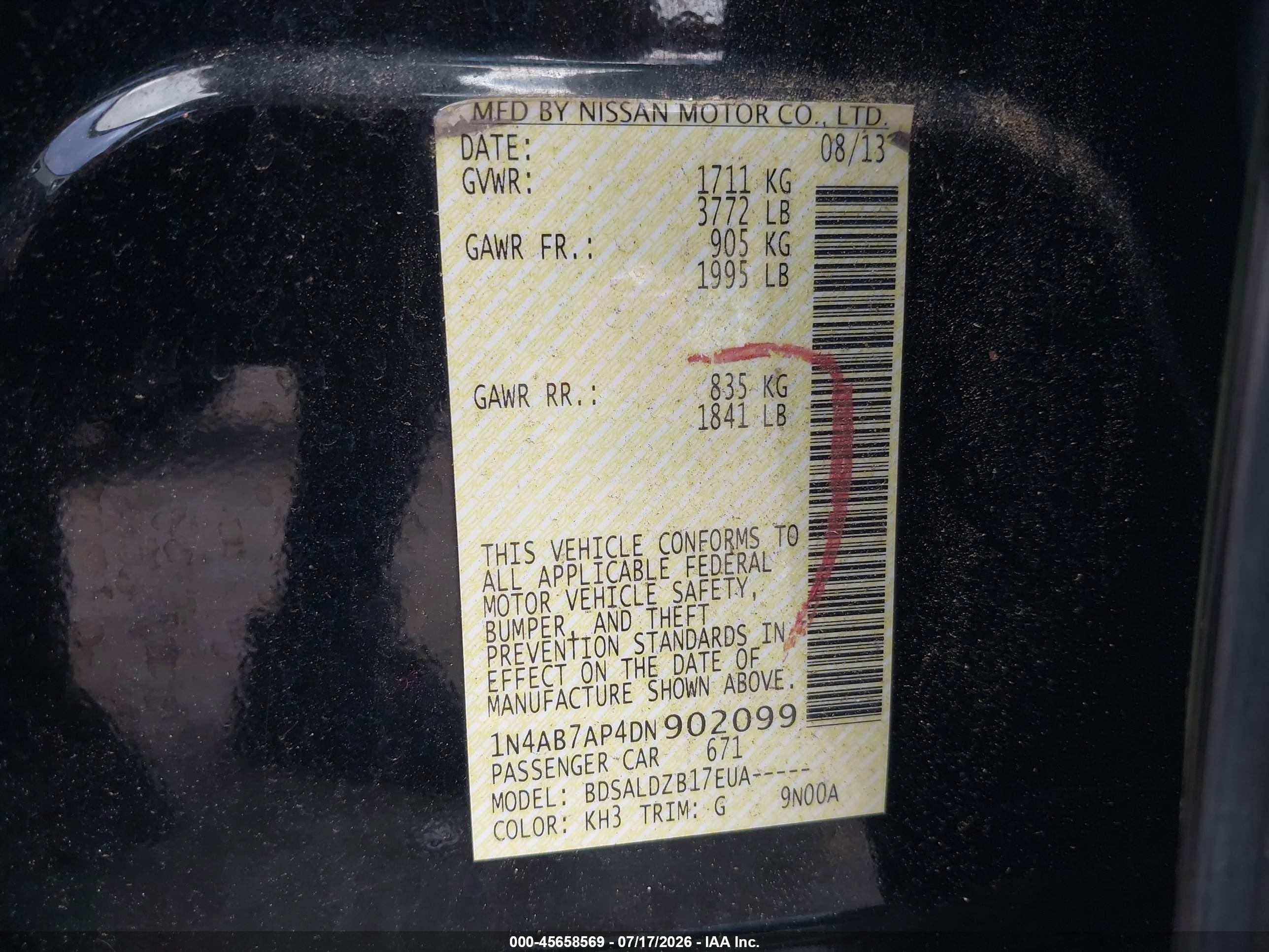 2013 Nissan Sentra Sv Black vin: 1N4AB7AP4DN902099