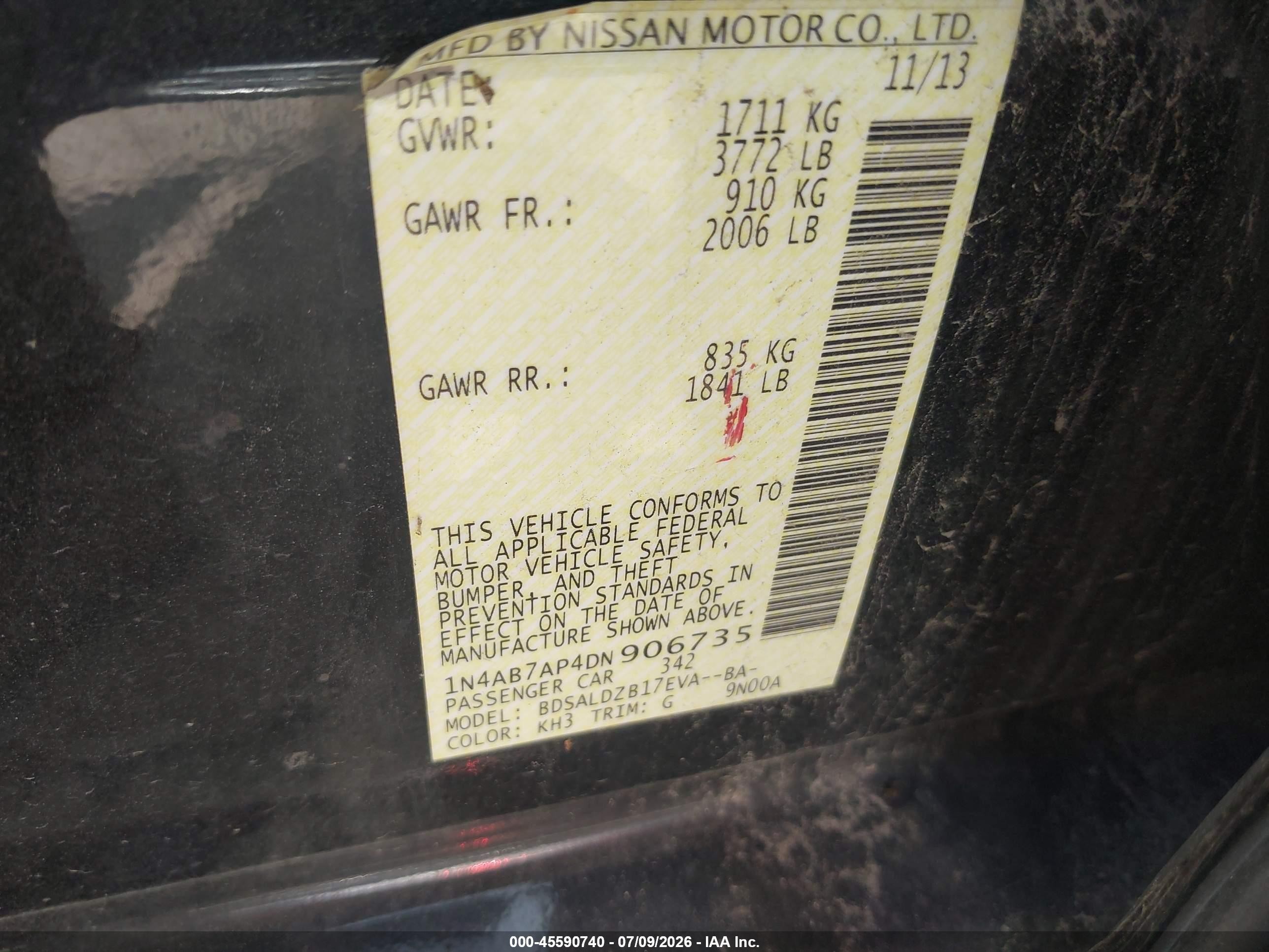2013 Nissan Sentra Sv Black vin: 1N4AB7AP4DN906735