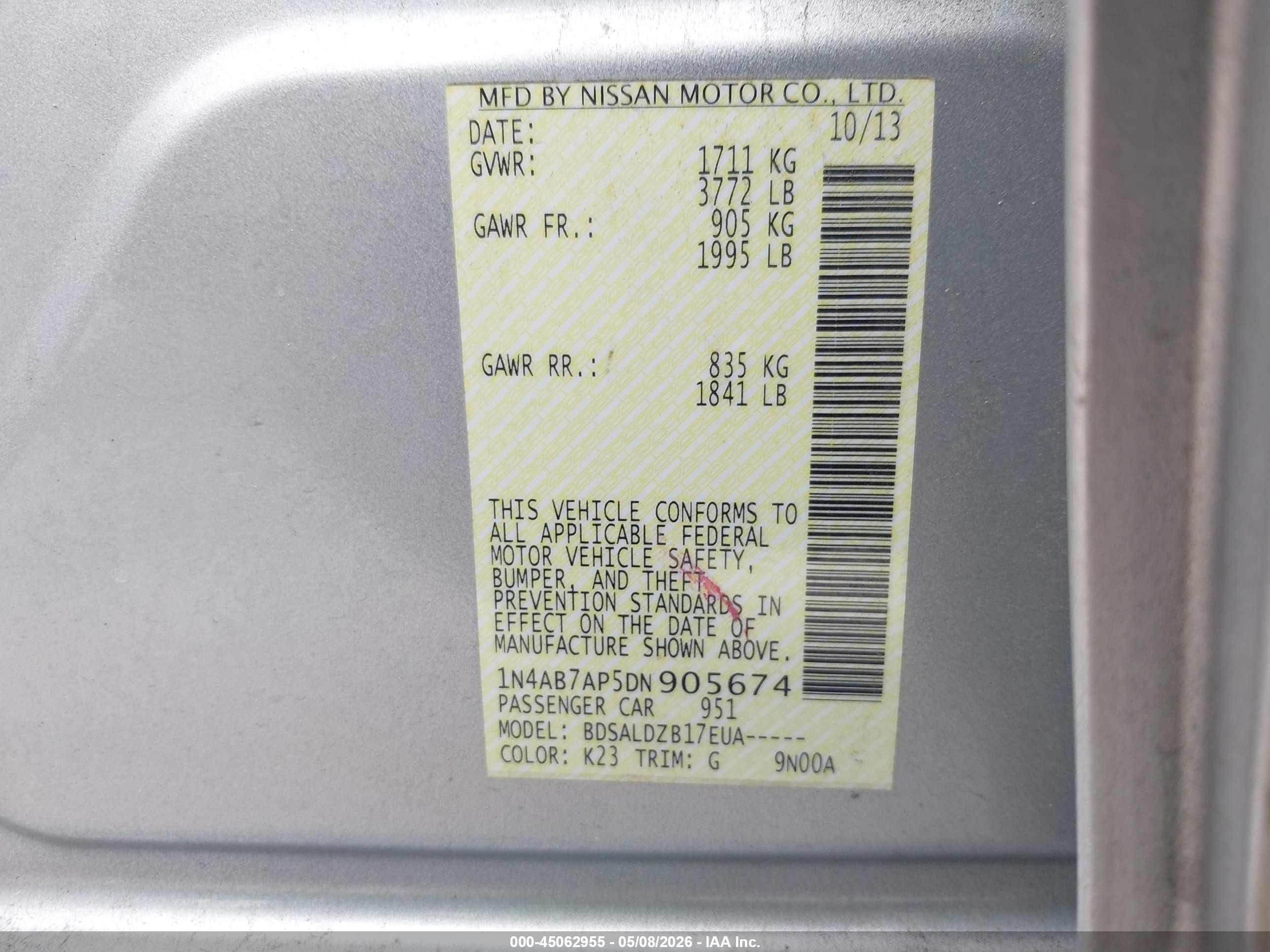 2013 Nissan Sentra Sv Silver vin: 1N4AB7AP5DN905674