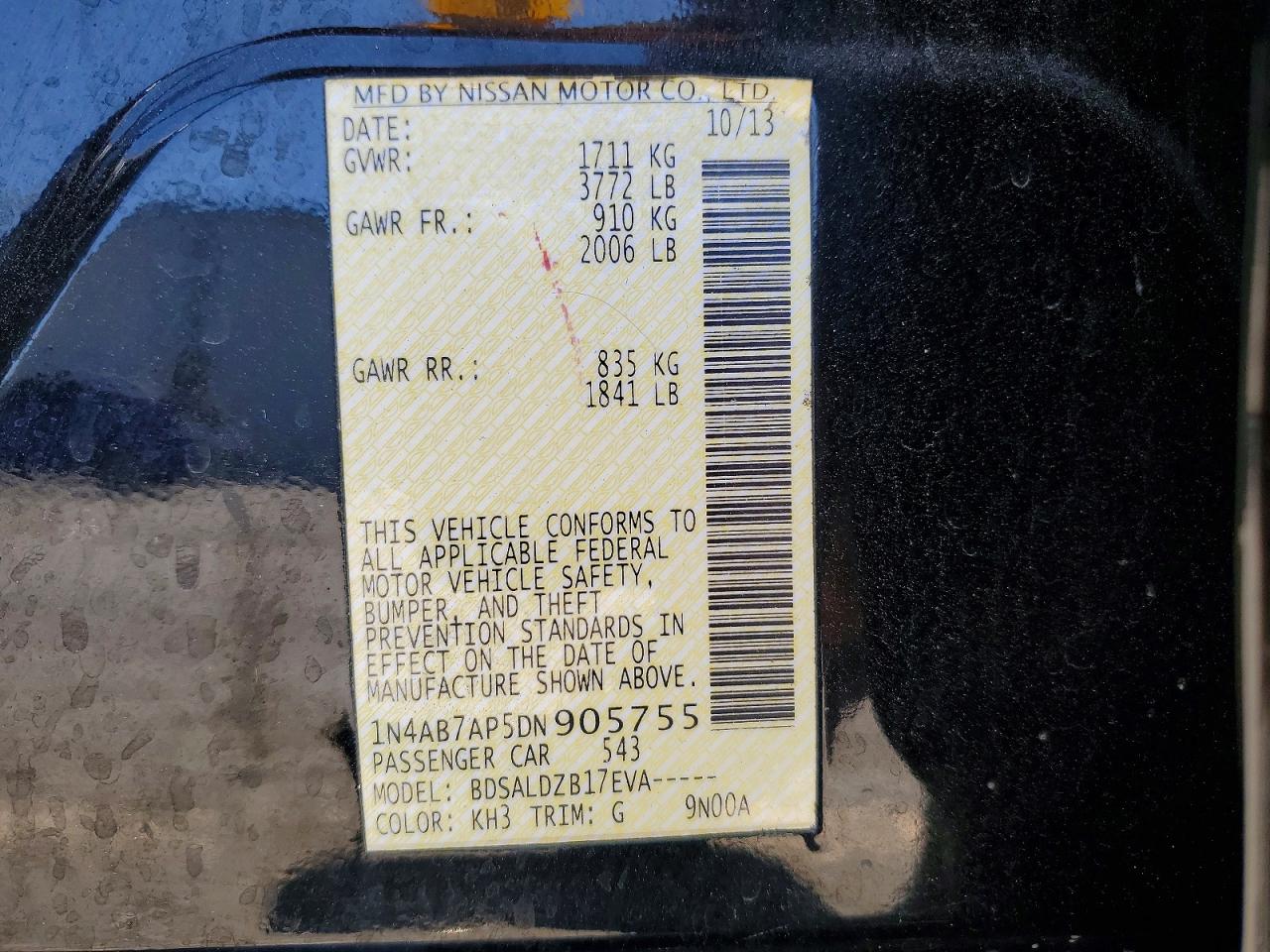 2013 Nissan Sentra Sv Black vin: 1N4AB7AP5DN905755