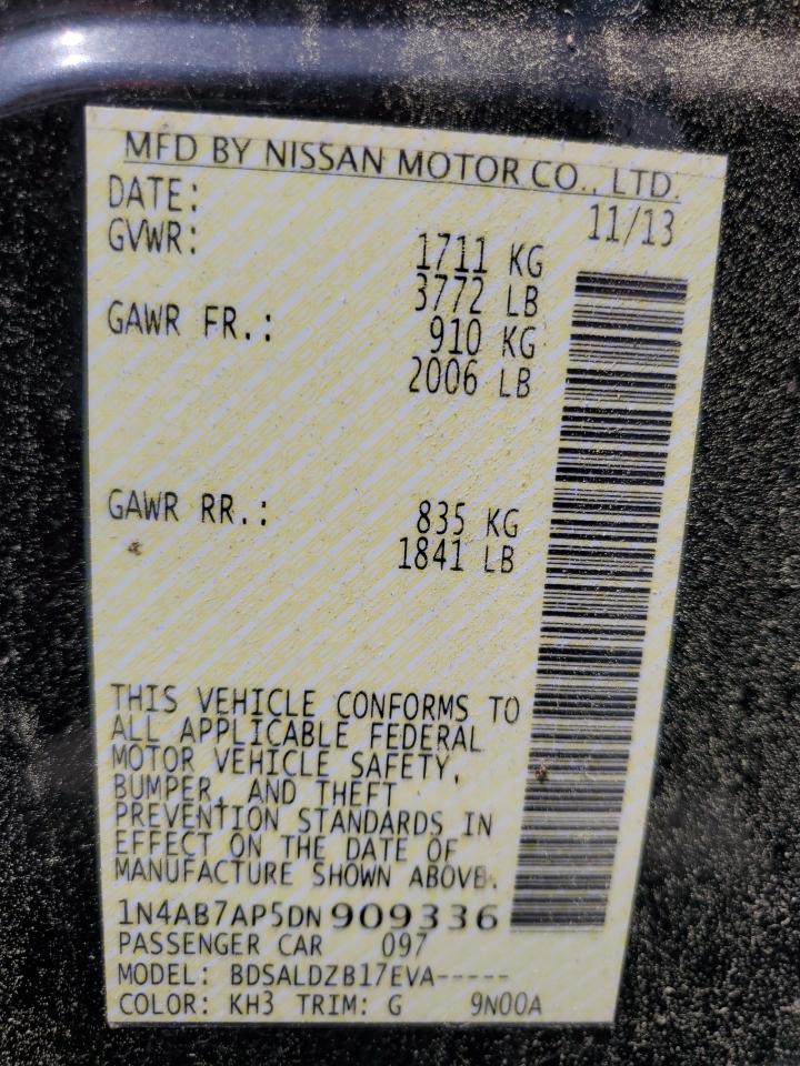 2013 Nissan Sentra S Black vin: 1N4AB7AP5DN909336