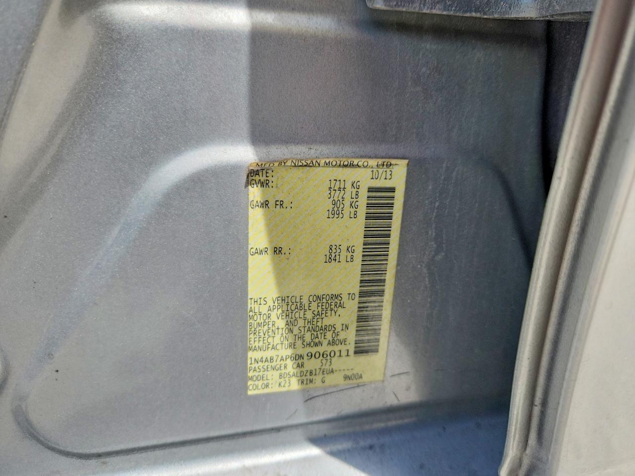 2013 Nissan Sentra Sv Silver vin: 1N4AB7AP6DN906011