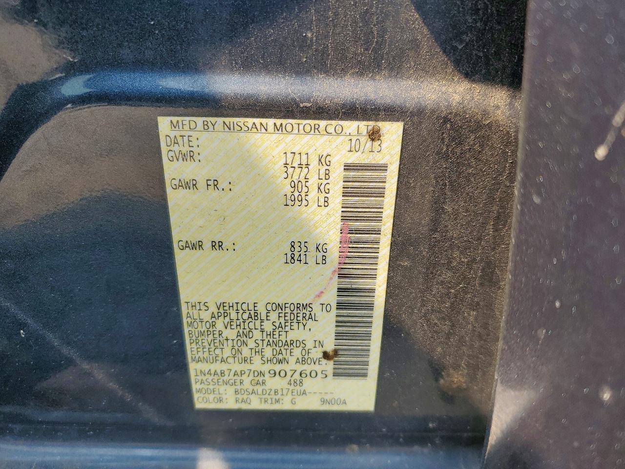 2013 Nissan Sentra S Blue vin: 1N4AB7AP7DN907605
