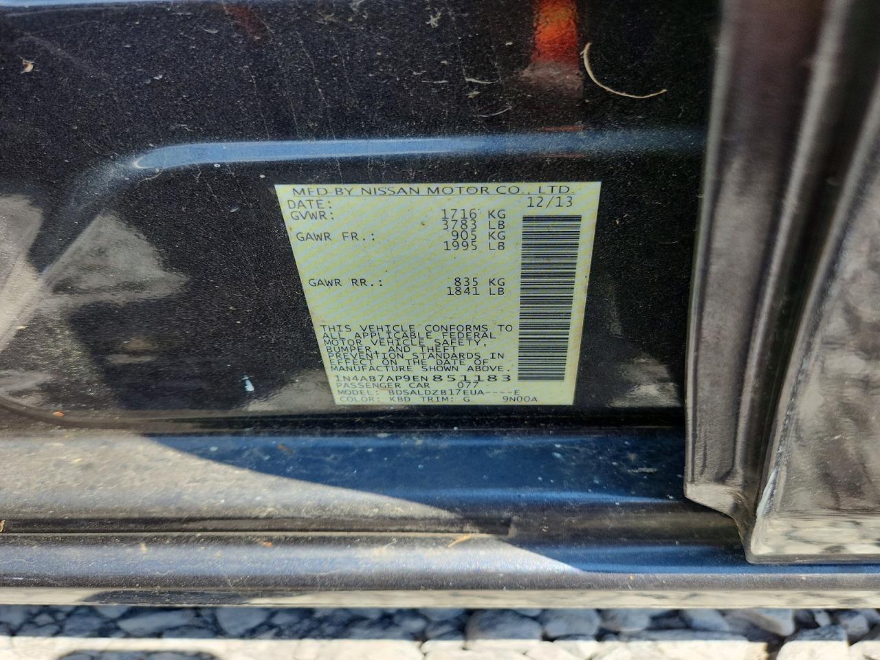 2014 Nissan Sentra Sv Charcoal vin: 1N4AB7AP9EN851183