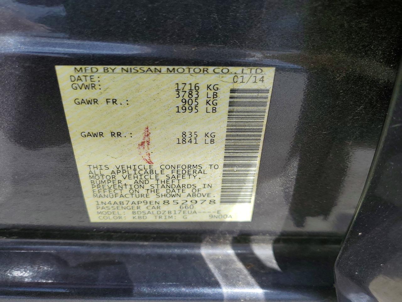 2014 Nissan Sentra Sv Gray vin: 1N4AB7AP9EN852978
