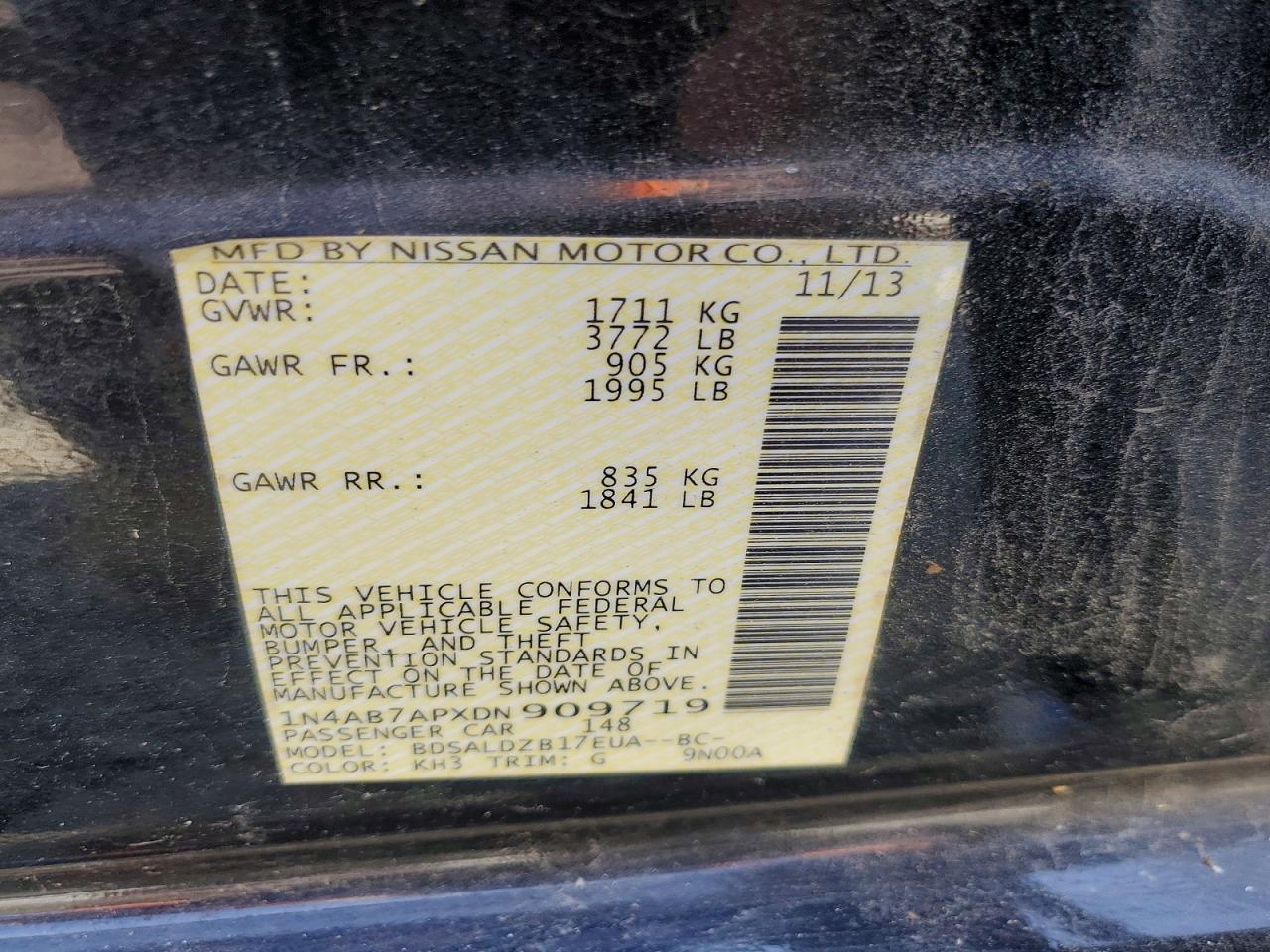 2013 Nissan Sentra Sv Black vin: 1N4AB7APXDN909719