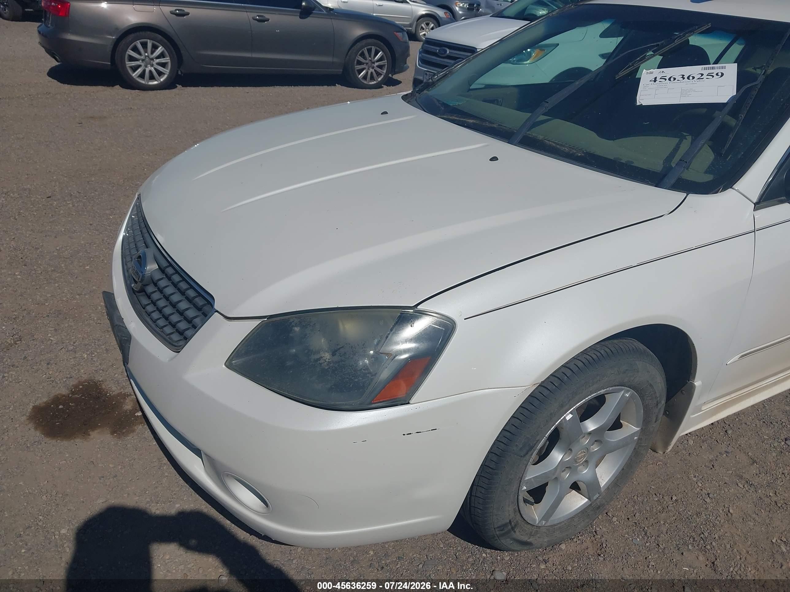 2005 Nissan Altima 2.5 S White vin: 1N4AL11D25N914804
