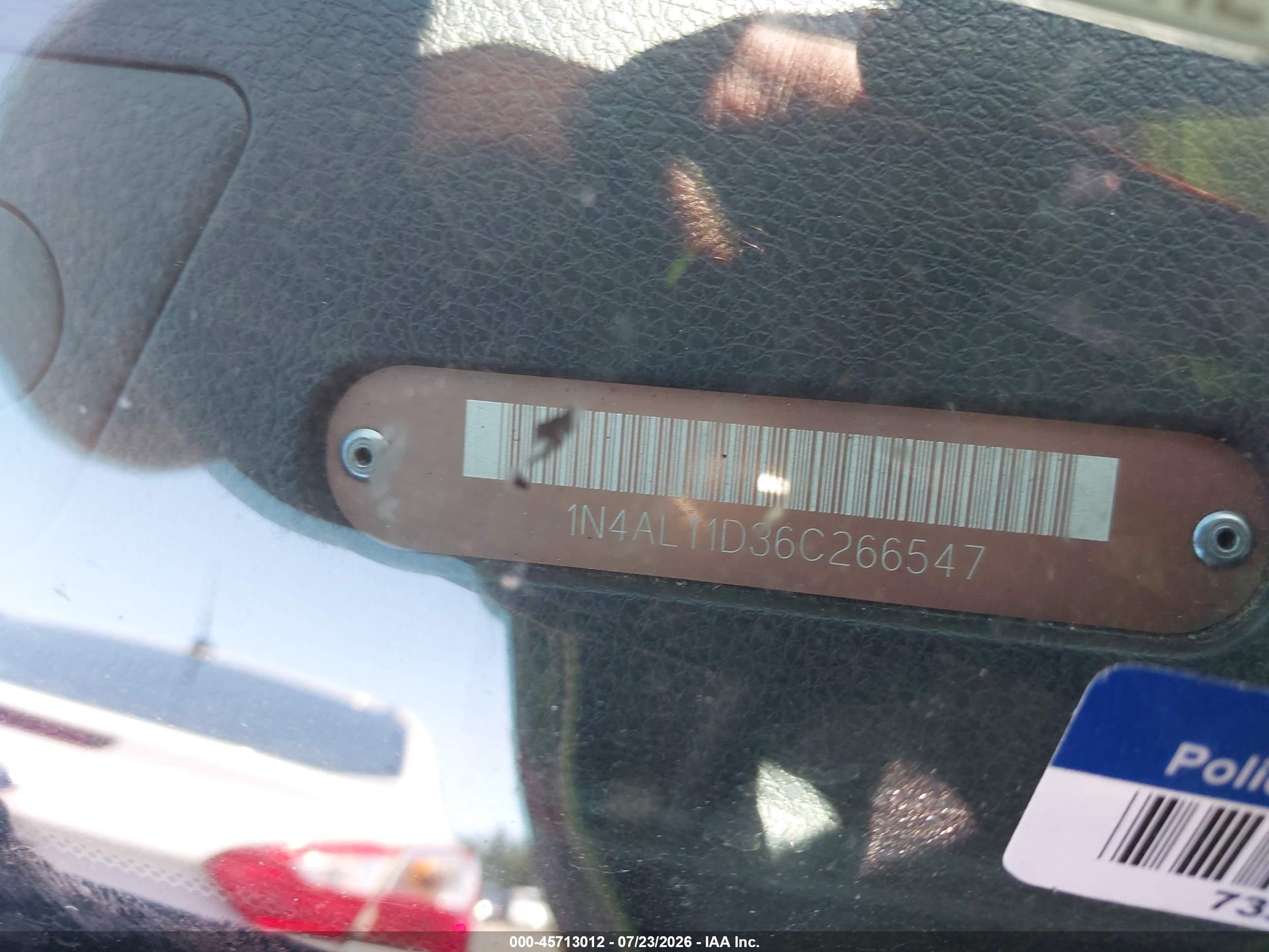 2006 Nissan Altima 2.5 S Blue vin: 1N4AL11D36C266547