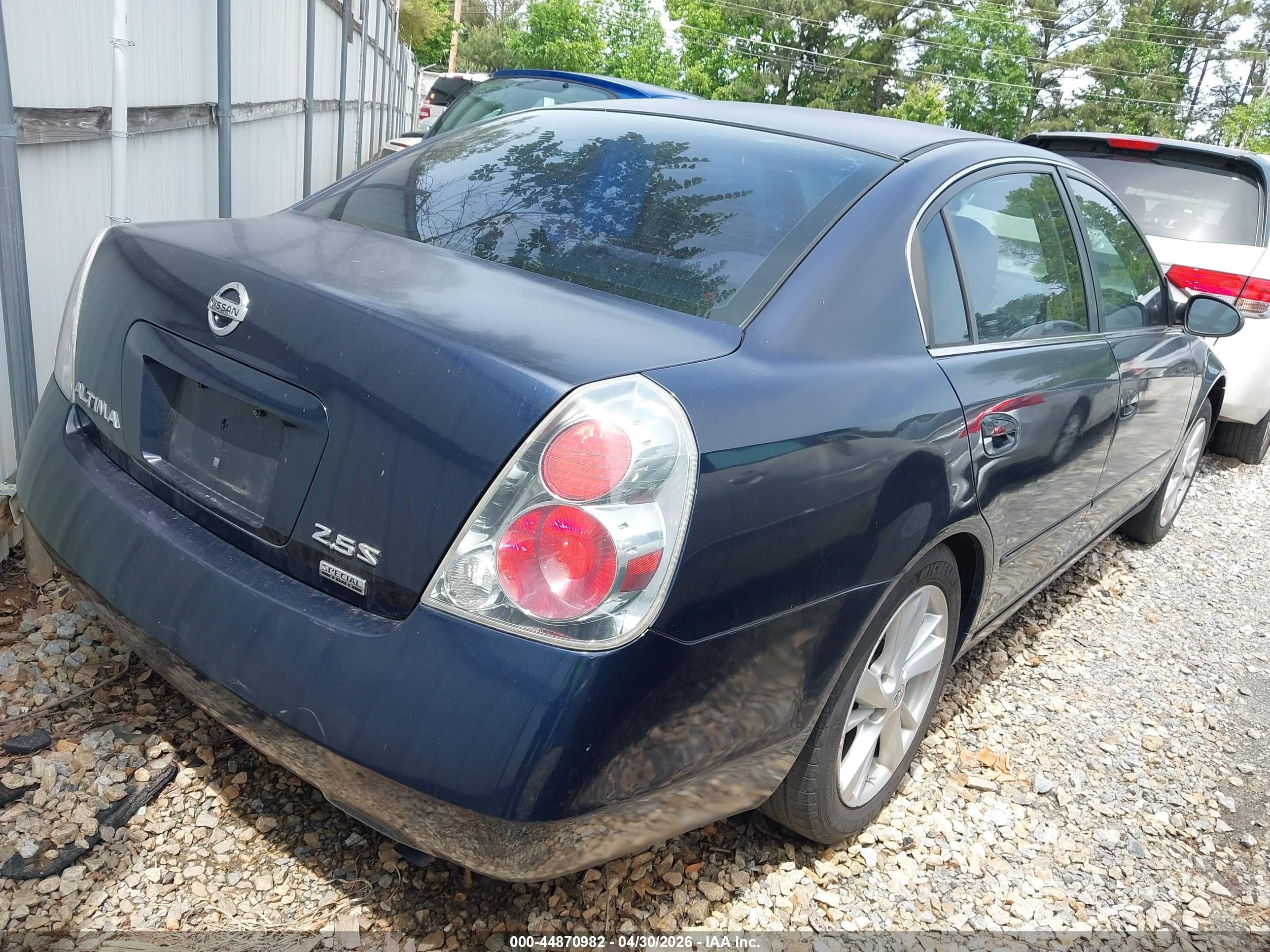 2006 Nissan Altima 2.5 S Blue vin: 1N4AL11D46C230026