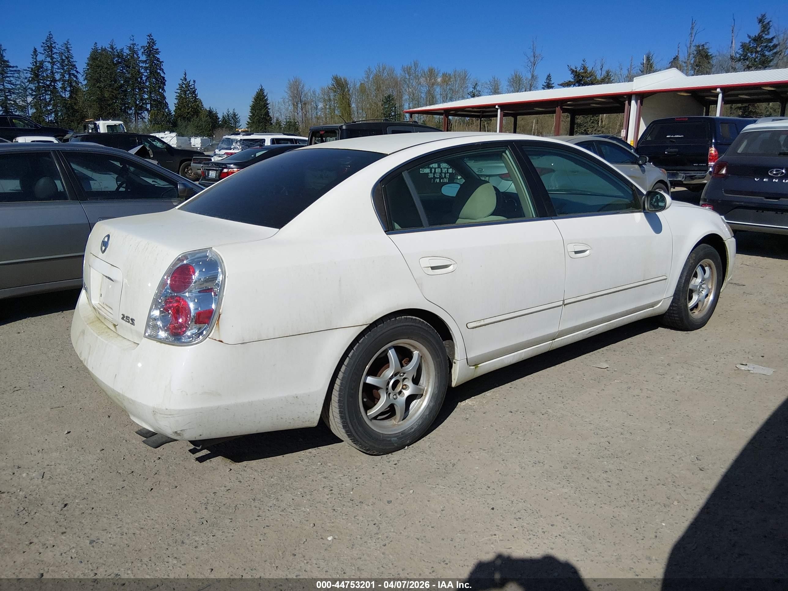 2006 Nissan Altima 2.5 S White vin: 1N4AL11D56C142974