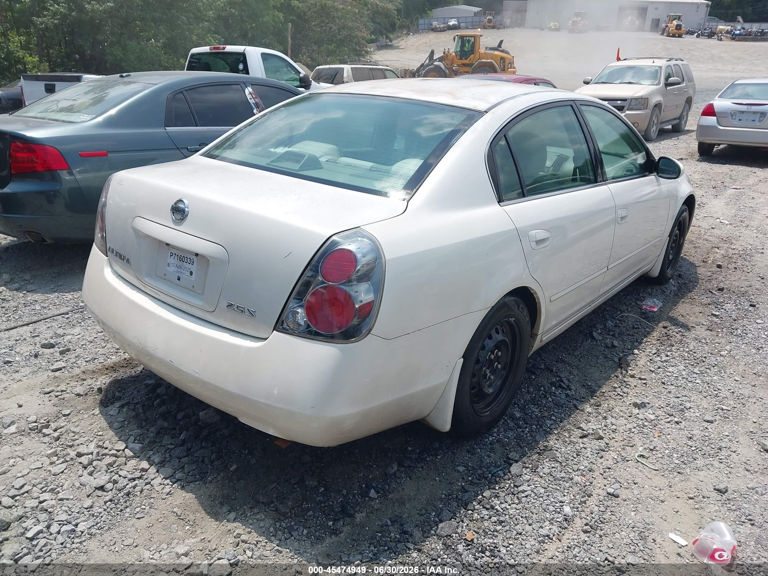 2006 Nissan Altima 2.5 S White vin: 1N4AL11D96N445356