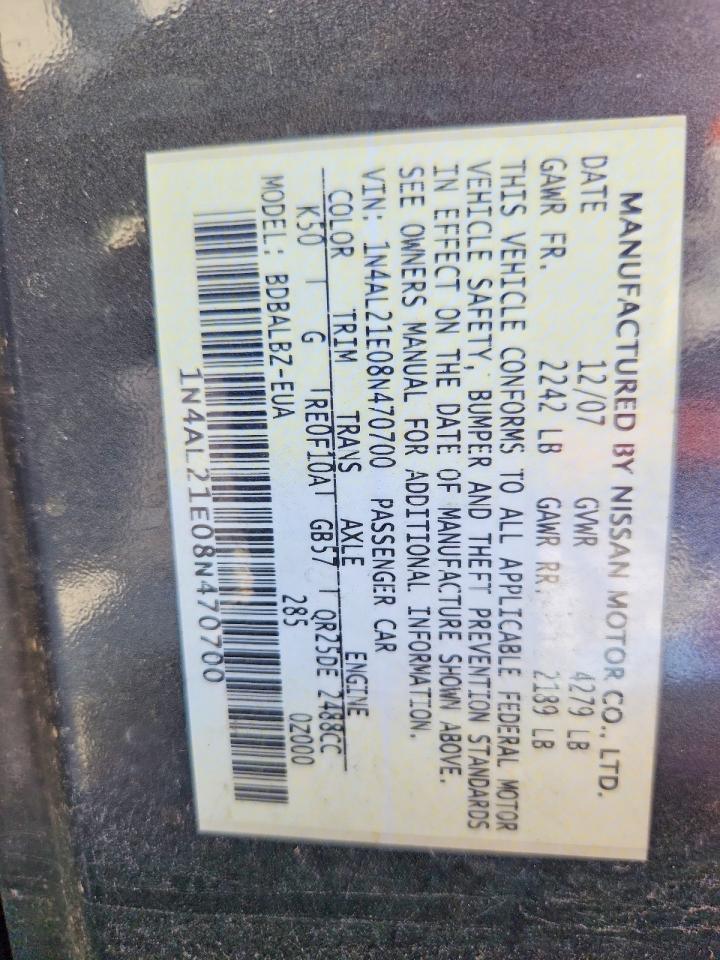 2008 Nissan Altima 2.5 Gray vin: 1N4AL21E08N470700