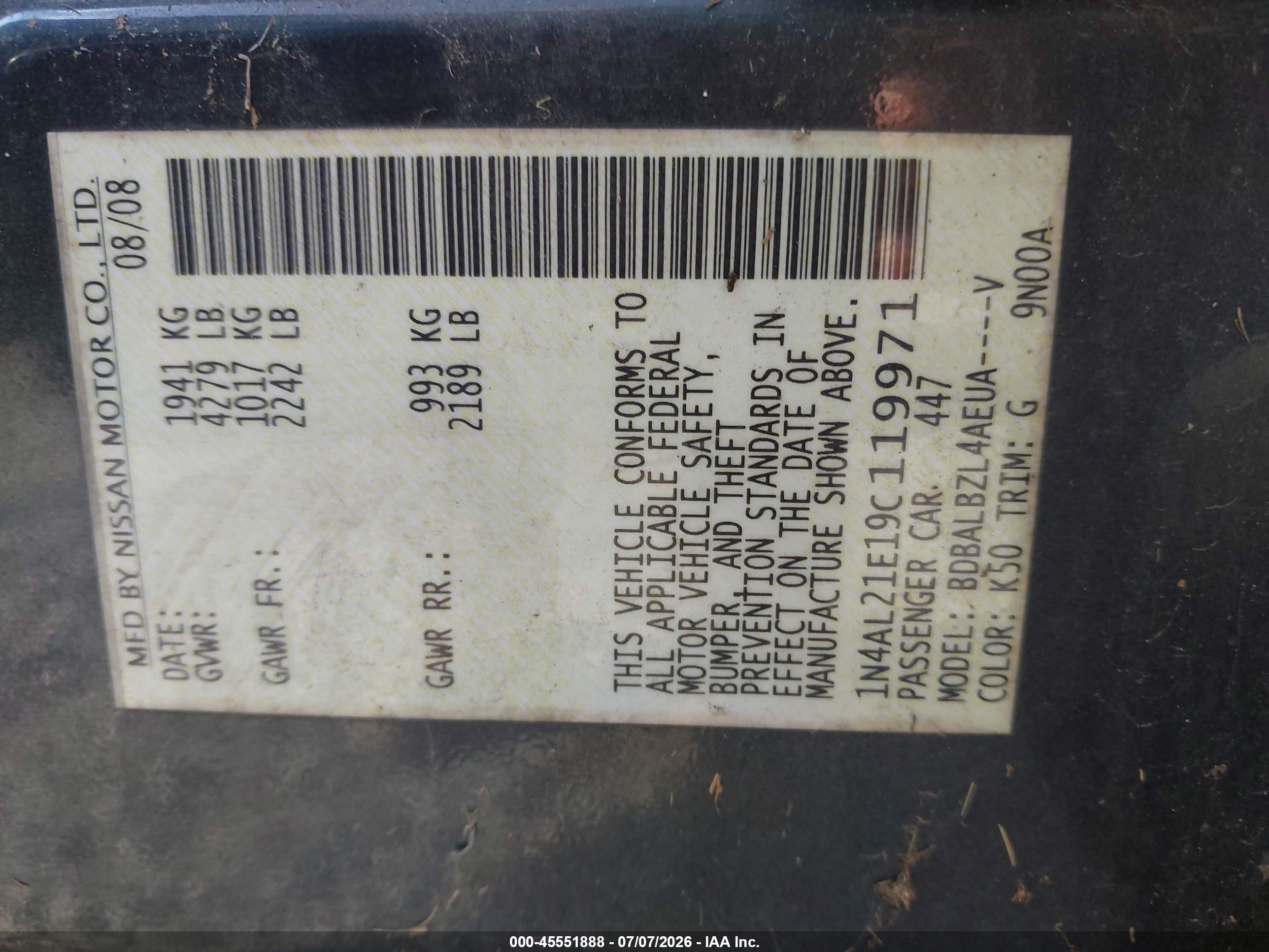 2009 Nissan Altima 2.5 S Gray vin: 1N4AL21E19C119971