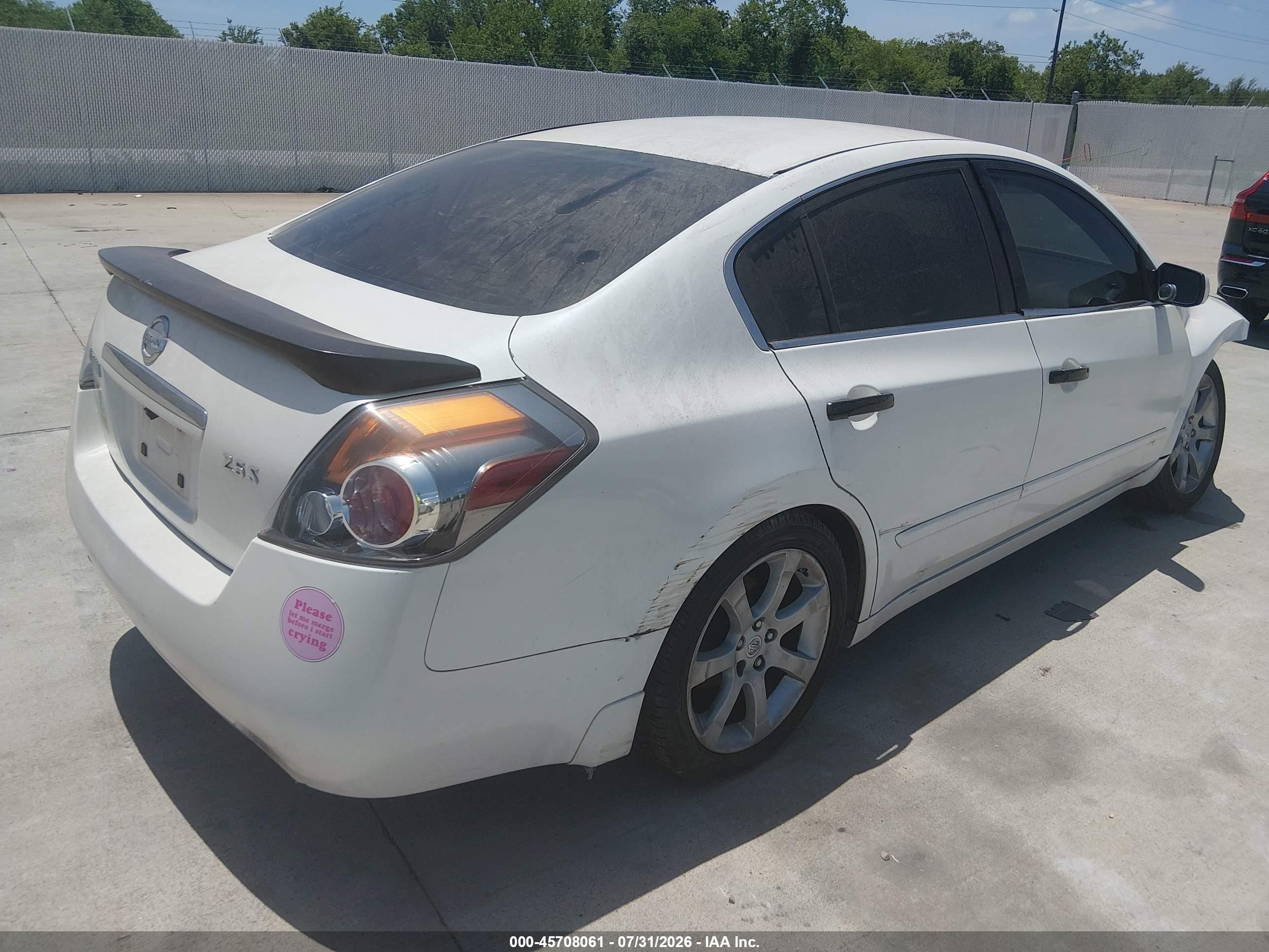 2008 Nissan Altima 2.5 S White vin: 1N4AL21E28C282434