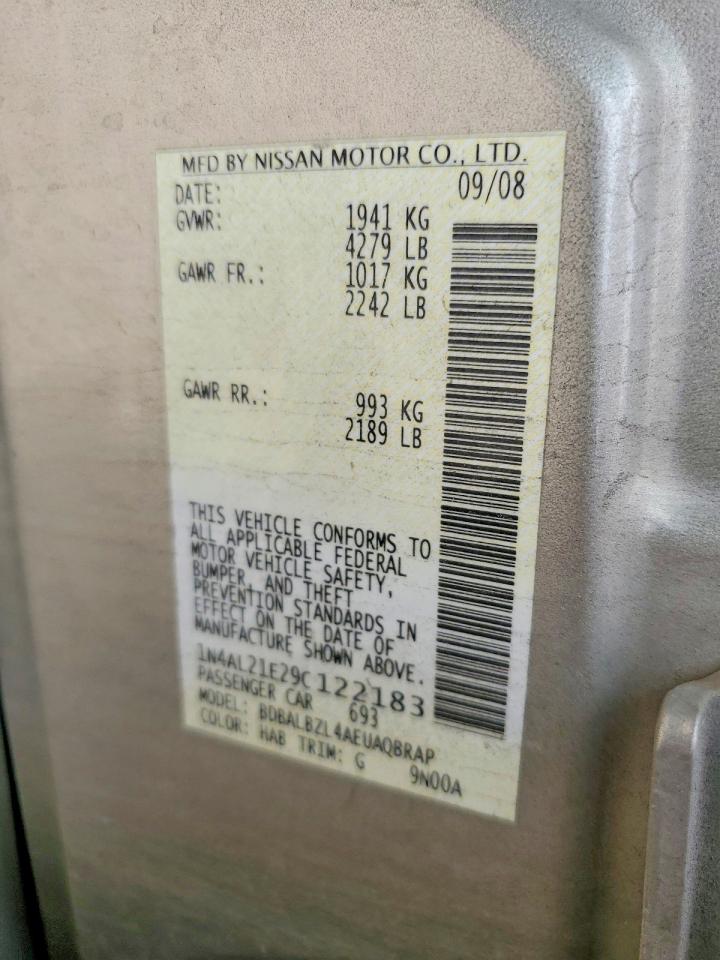 2009 Nissan Altima 2.5 Beige vin: 1N4AL21E29C122183