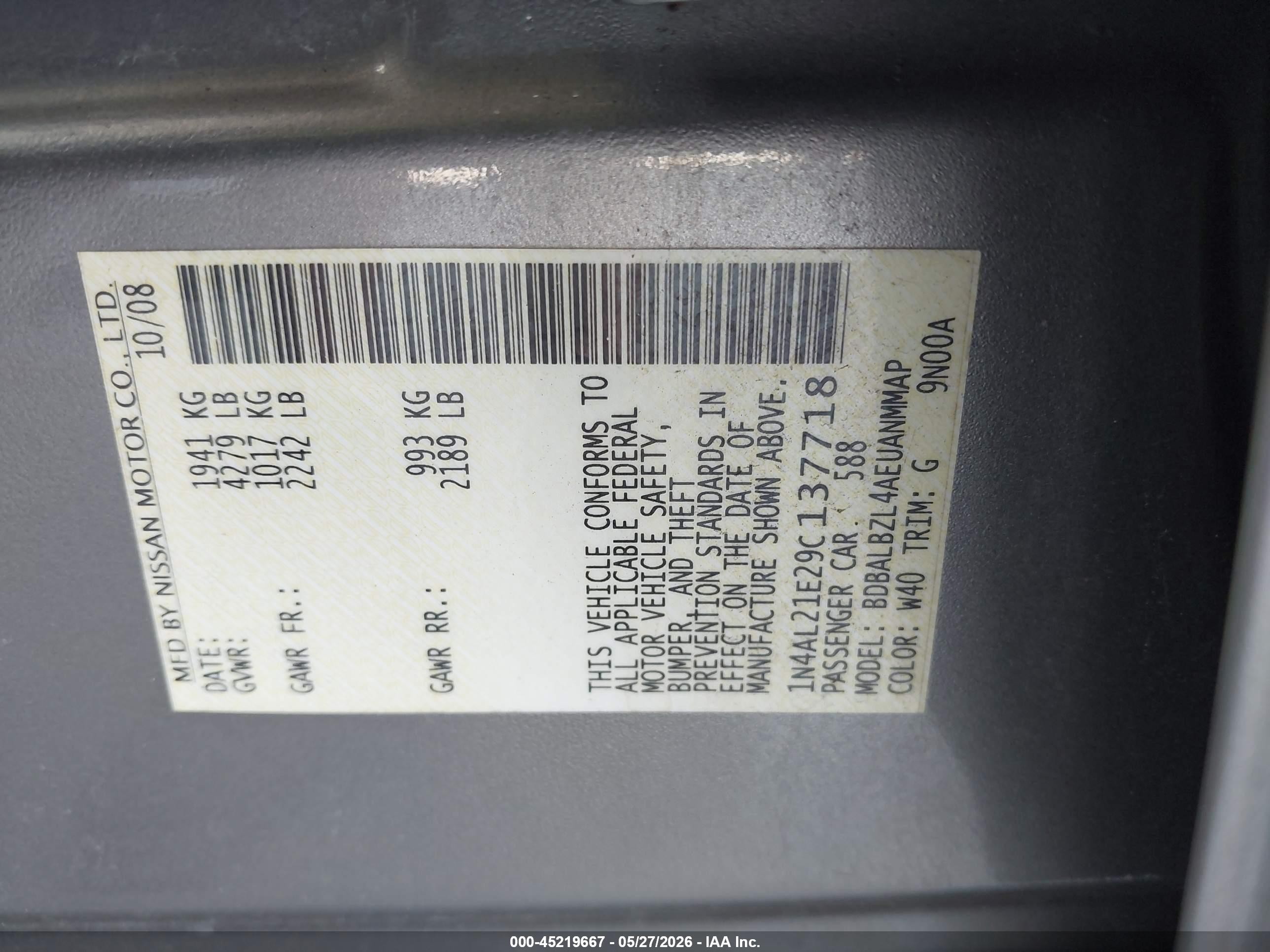 2009 Nissan Altima 2.5 S Silver vin: 1N4AL21E29C137718