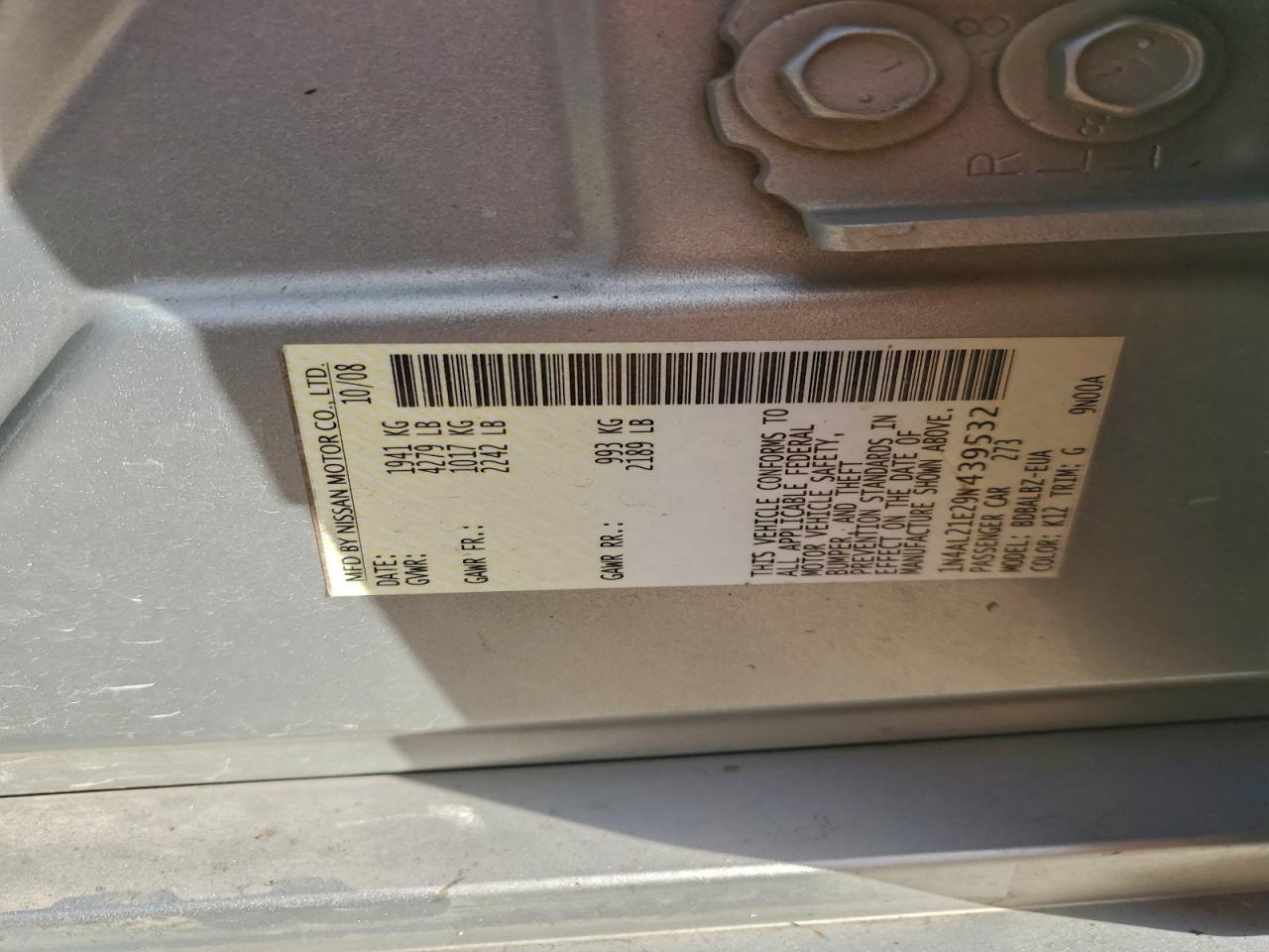 2009 Nissan Altima 2.5 Silver vin: 1N4AL21E29N439532